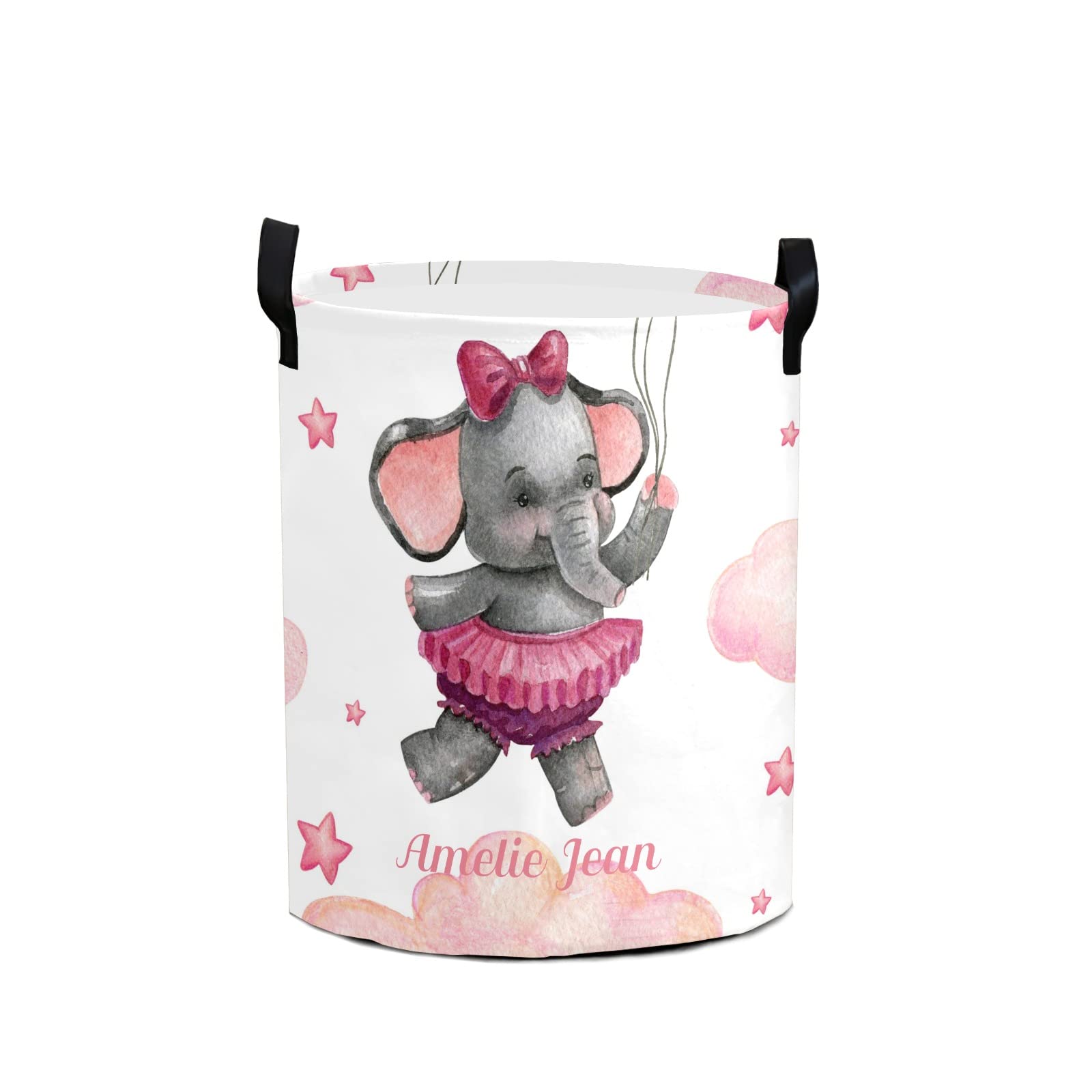 Cute Elephant Girl Waterproof Storage Bin - Oxford Fabric Laundry Hamper & Organizer for Clothes, Toys, Nursery | Perfect for Baby Room, Bedroom & Gift Baskets