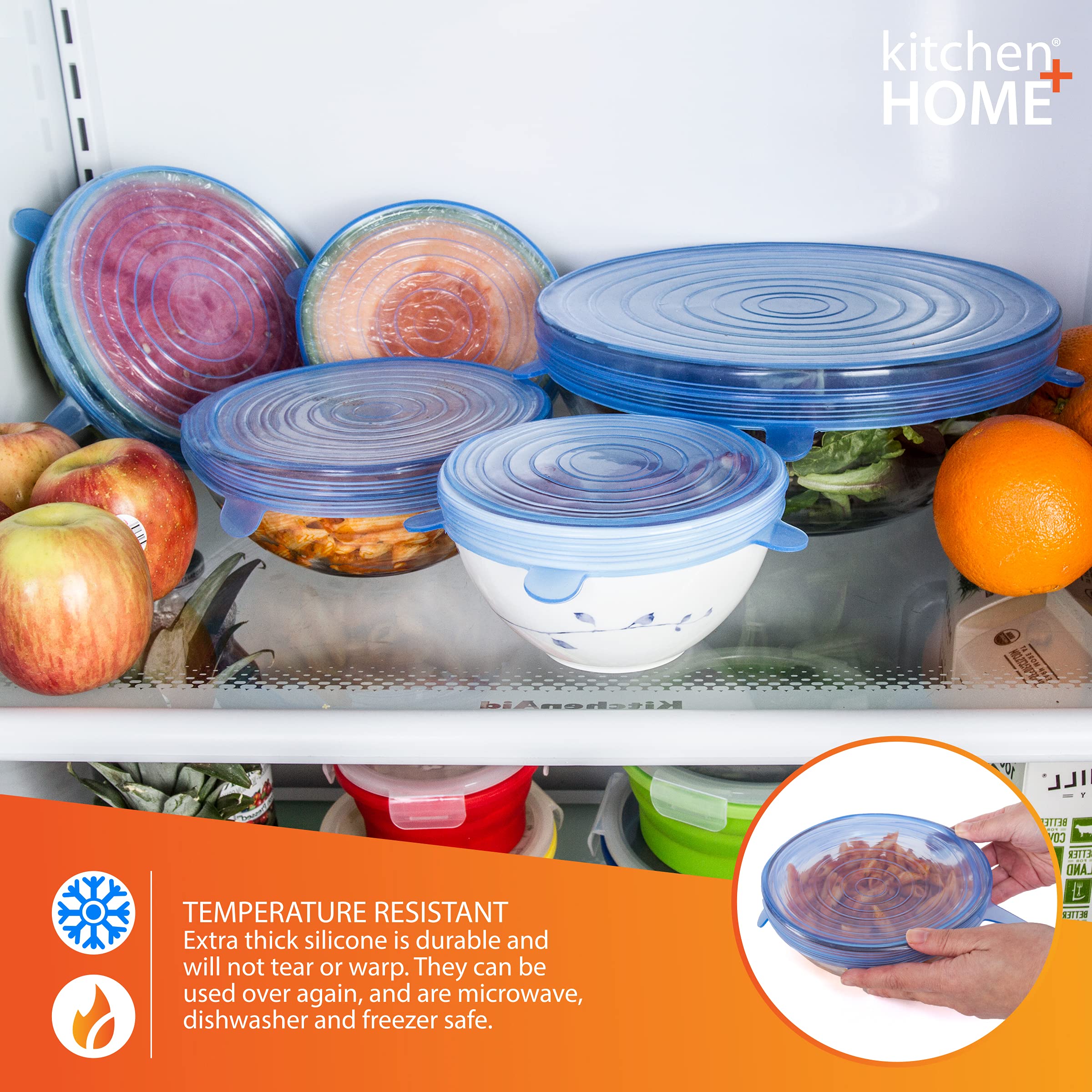 6-Piece Silicone Stretch Lids Set - Reusable Food Storage Covers, BPA-Free Kitchen Essentials for Fresh Food Preservation | Perfect for Meal Prep, Leftovers & Refrigerator Organization