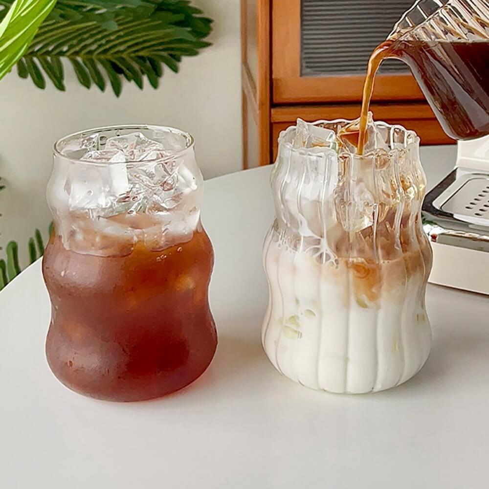 Vintage Cold Coffee Glass Cup - Insulated Iced Coffee Tumbler for Home, Office & Outdoor Use