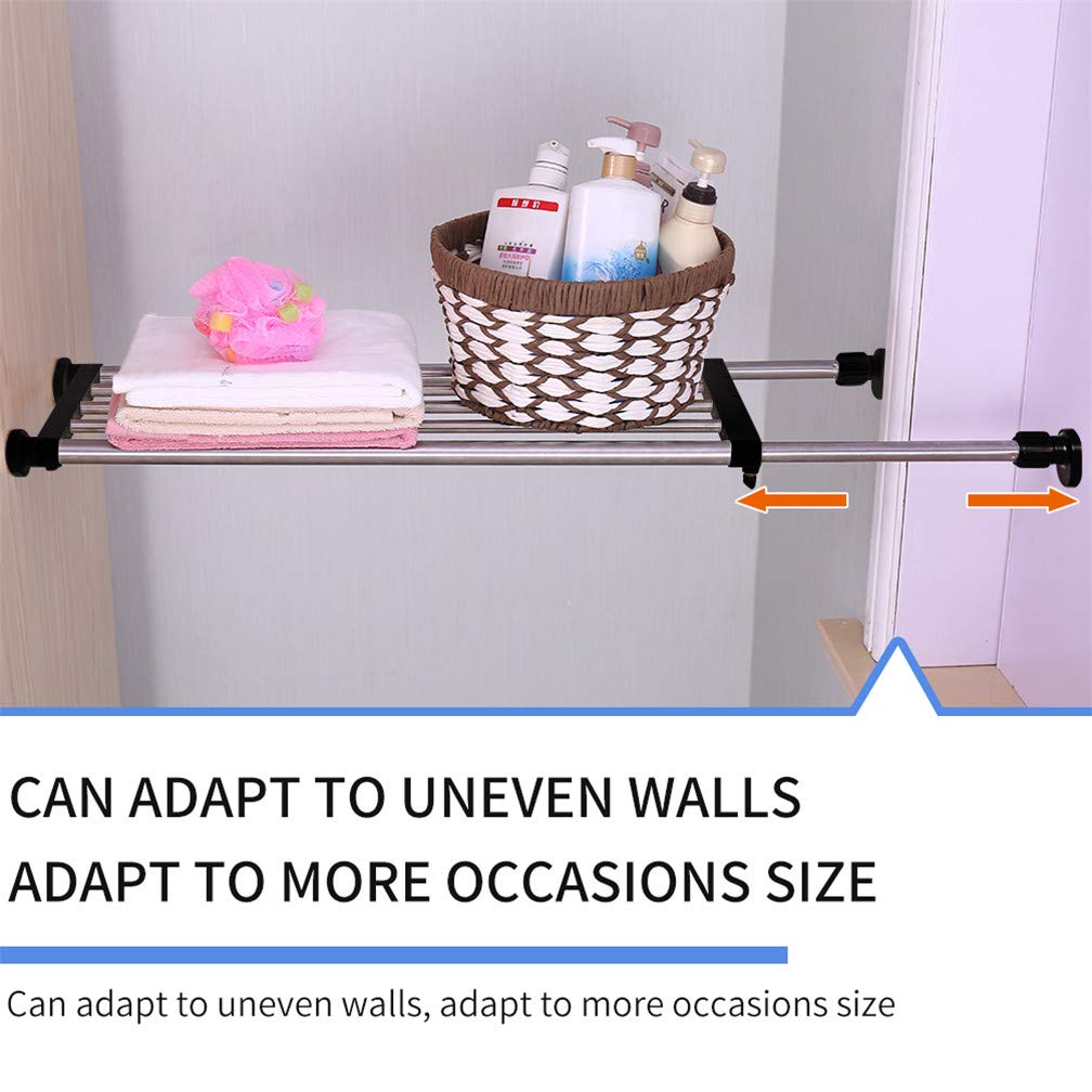 Hershii Adjustable Closet Tension Shelf - Expandable Cabinet Hanging Rod & Metal Storage Rack Organizer - DIY Wardrobe Divider for Kitchen, Bathroom, Bedroom (Black, 27.17-36.02 inches) - Perfect for Small Space Organization & Closet Storage Solutions