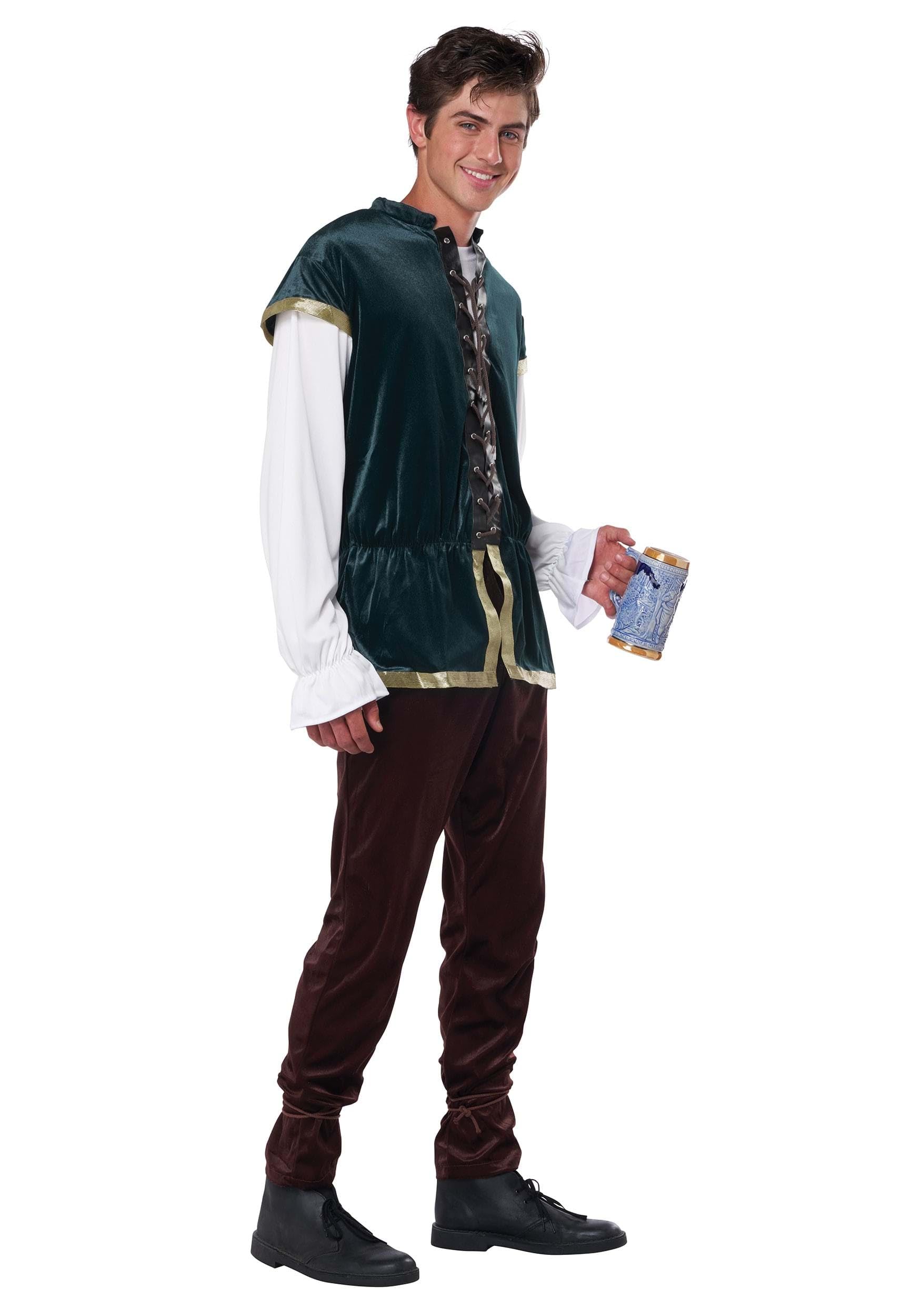 Tavern Man Costume for Adults - Medieval Bartender Outfit with Vest & Shirt - Perfect for Renaissance Fairs, Halloween Parties & Themed Events