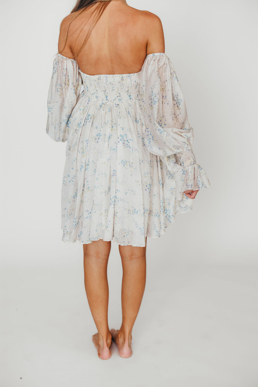 Kennedy Floral Mini Dress in Blue - Bump Friendly Maternity Dress for Pregnancy, Nursing & Special Occasions | Comfortable & Stylish for Baby Showers, Dates & Summer Outfits