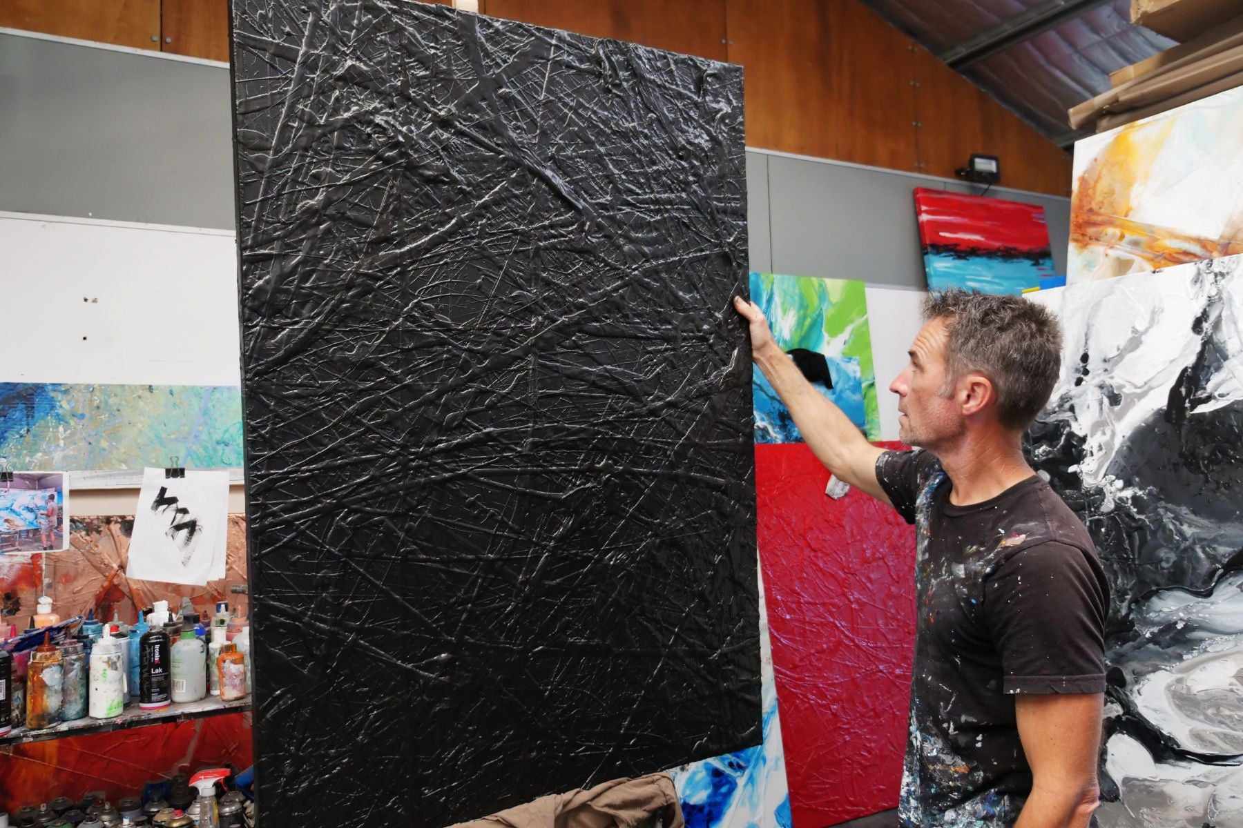 Blackest Magic 140cm x 100cm Black Textured Abstract Canvas Wall Art - Modern Home Decor for Living Room, Bedroom & Office
