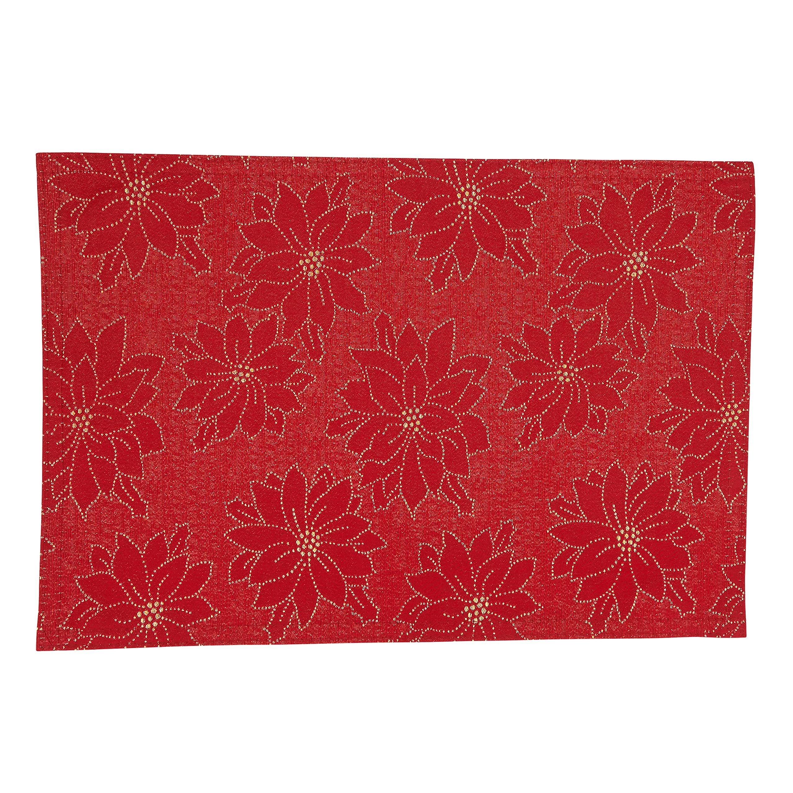 Poinsettia Christmas Table Placemats Set of 4 - Holiday Dinner Party Decorations for Festive Dining & Home Decor