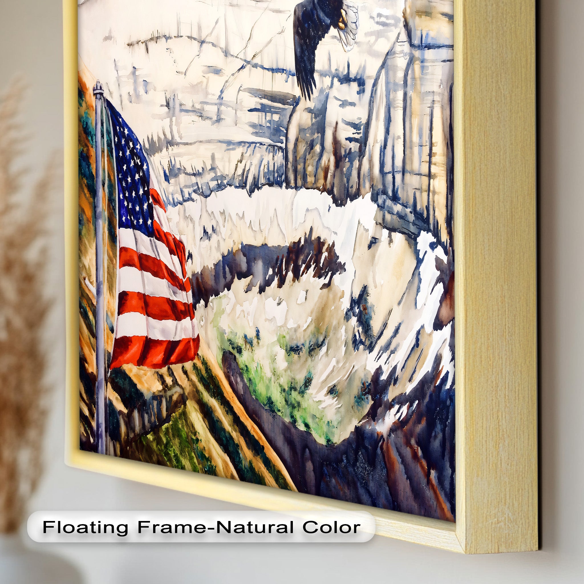 Patriotic Oil Painting of American Flag and Bald Eagle - Perfect for Home Decor, Office Wall Art & Gift for Independence Day