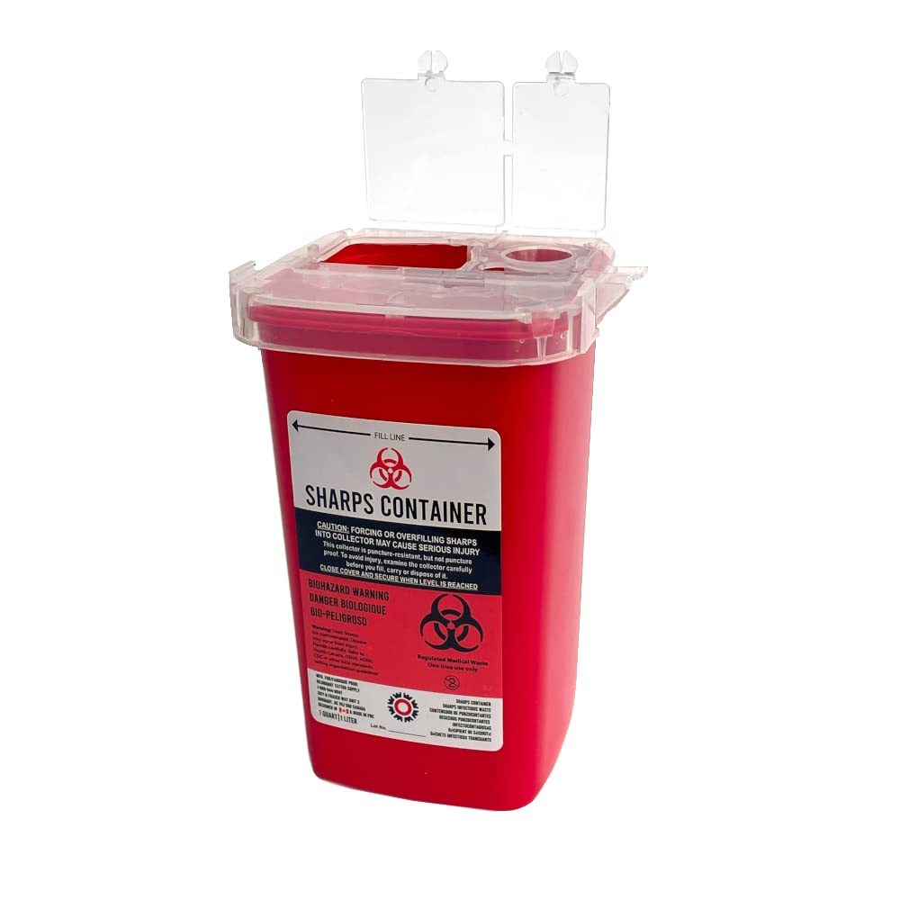 Professional & Home Use Sharps Container - 1 Quart (1L) or 2 Quart Needle & Syringe Disposal Bin - Safe Medical Waste Disposal for Clinics, Hospitals & Diabetic Care at Home