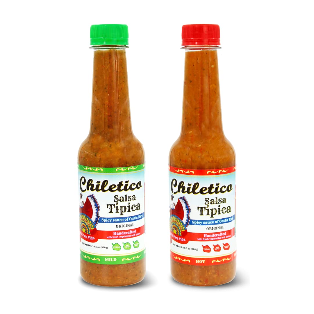Chiletico Costa Rican Traditional Hot Sauce - 10.5 fl oz Bottle | Authentic Spicy Condiment for Tacos, Burritos, Grilled Meats & Latin Cuisine