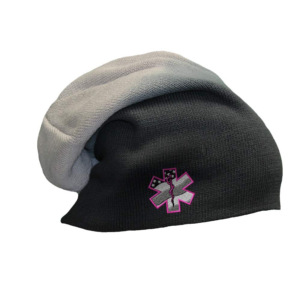 Speedy Pros Slouchy Beanie for Men & Women - EMT Paramedic Pink Embroidered Winter Skull Cap - Perfect for EMT Workers, Outdoor Winter Activities & Casual Wear