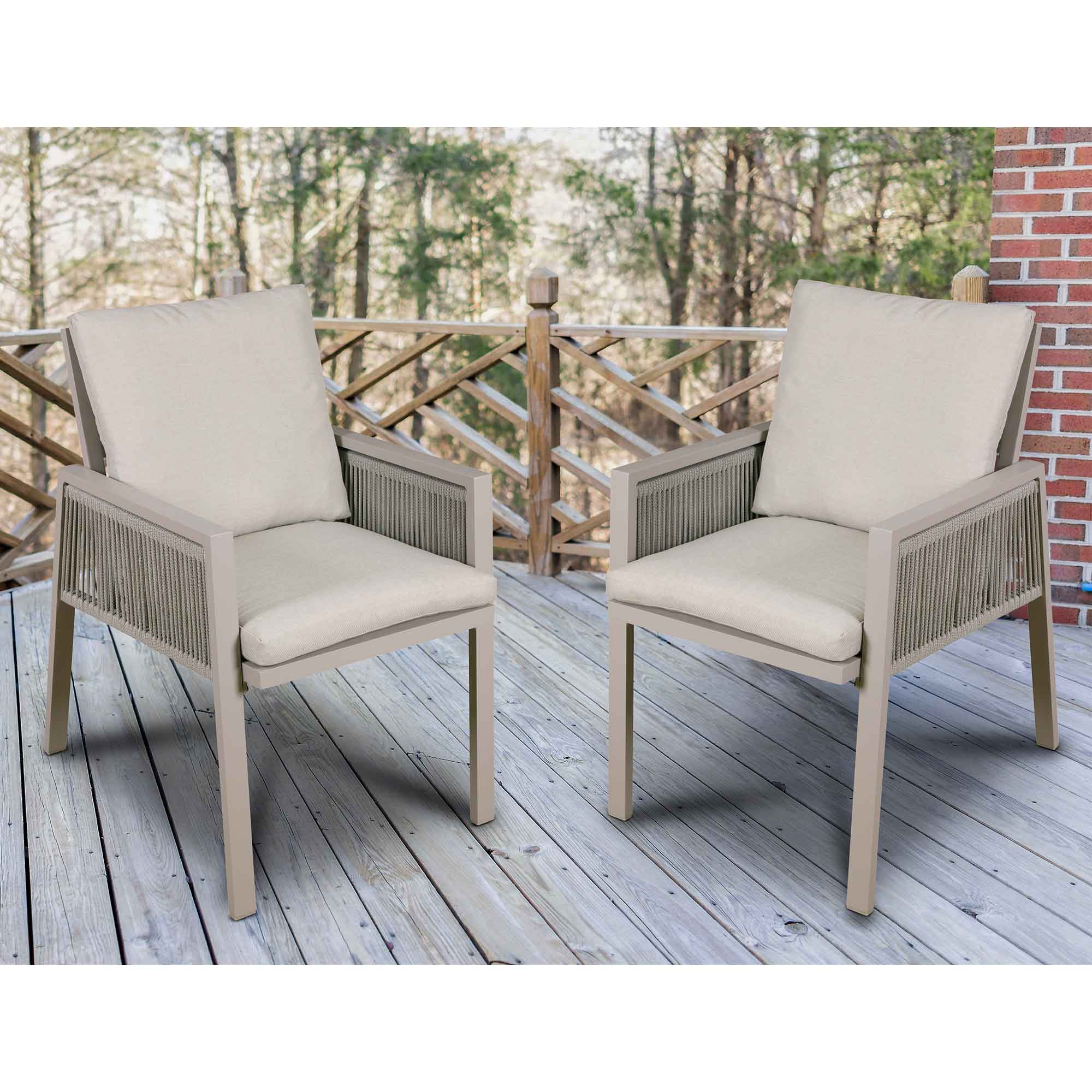 6-Piece Light Grey Patio Dining Chairs Set with Armrests - Weather-Resistant Outdoor Garden Furniture for Backyard, Poolside & Restaurant Use
