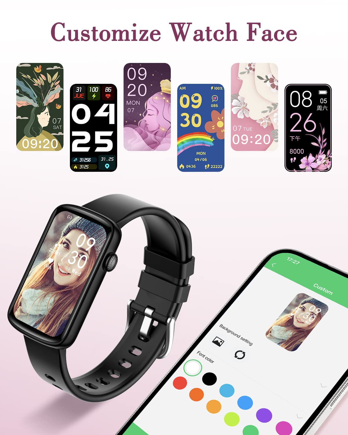 SHANG WING Women's Smart Watch - Fitness Tracker with Heart Rate & Sleep Monitor for Android iOS - Perfect for Workouts & Daily Use