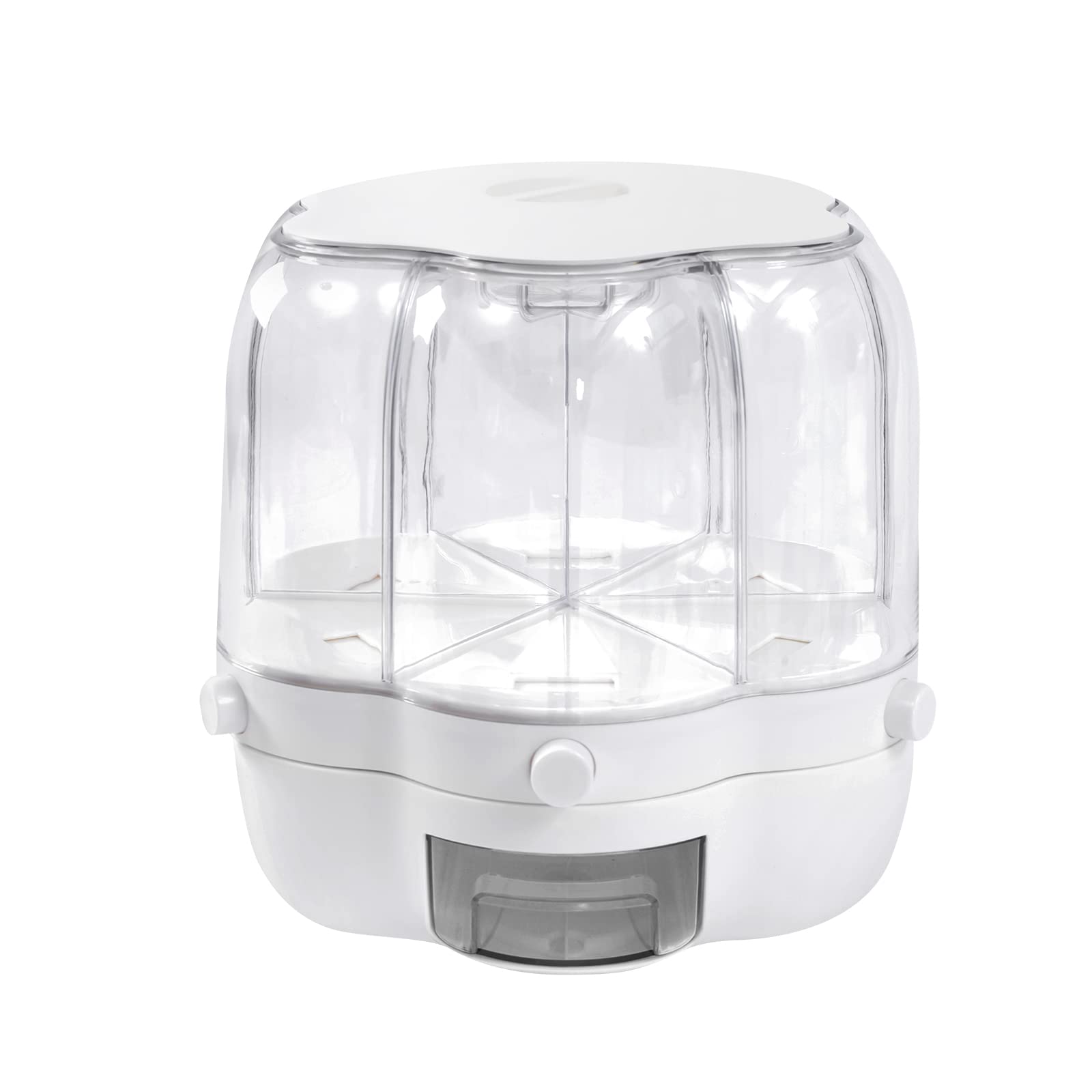10KG Airtight Rice Storage Container with Lid - 6 Grid Kitchen Organizer for Rice, Grains, Beans & Dry Food | Moisture Resistant & 360° Rotating Design | Easy Assembly for Pantry & Kitchen Organization