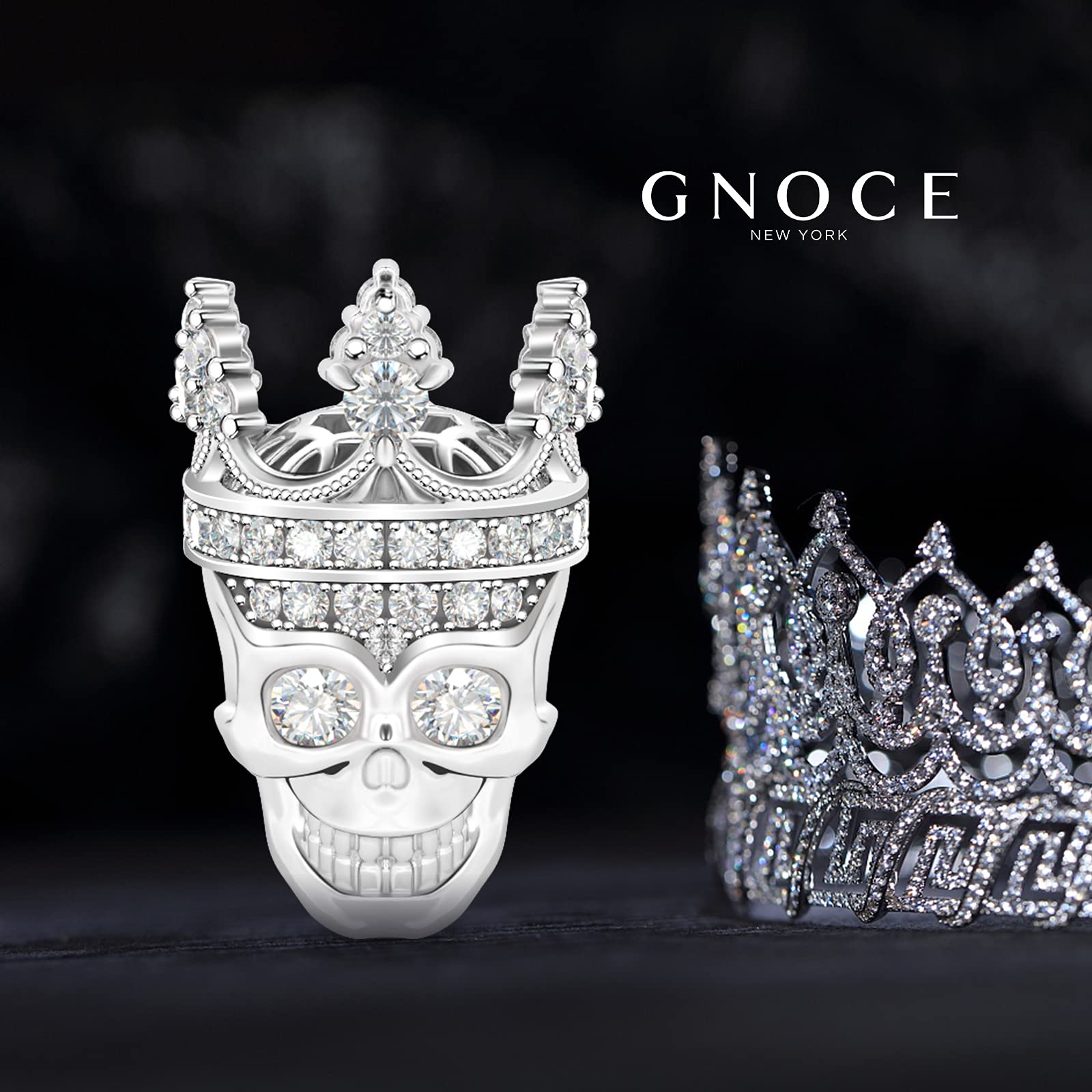GNOCE 925 Sterling Silver Skull Charm for Women - Gothic Jewelry Pendant for Bracelets & Necklaces - Perfect for Halloween, Punk Fashion, and Gift Giving
