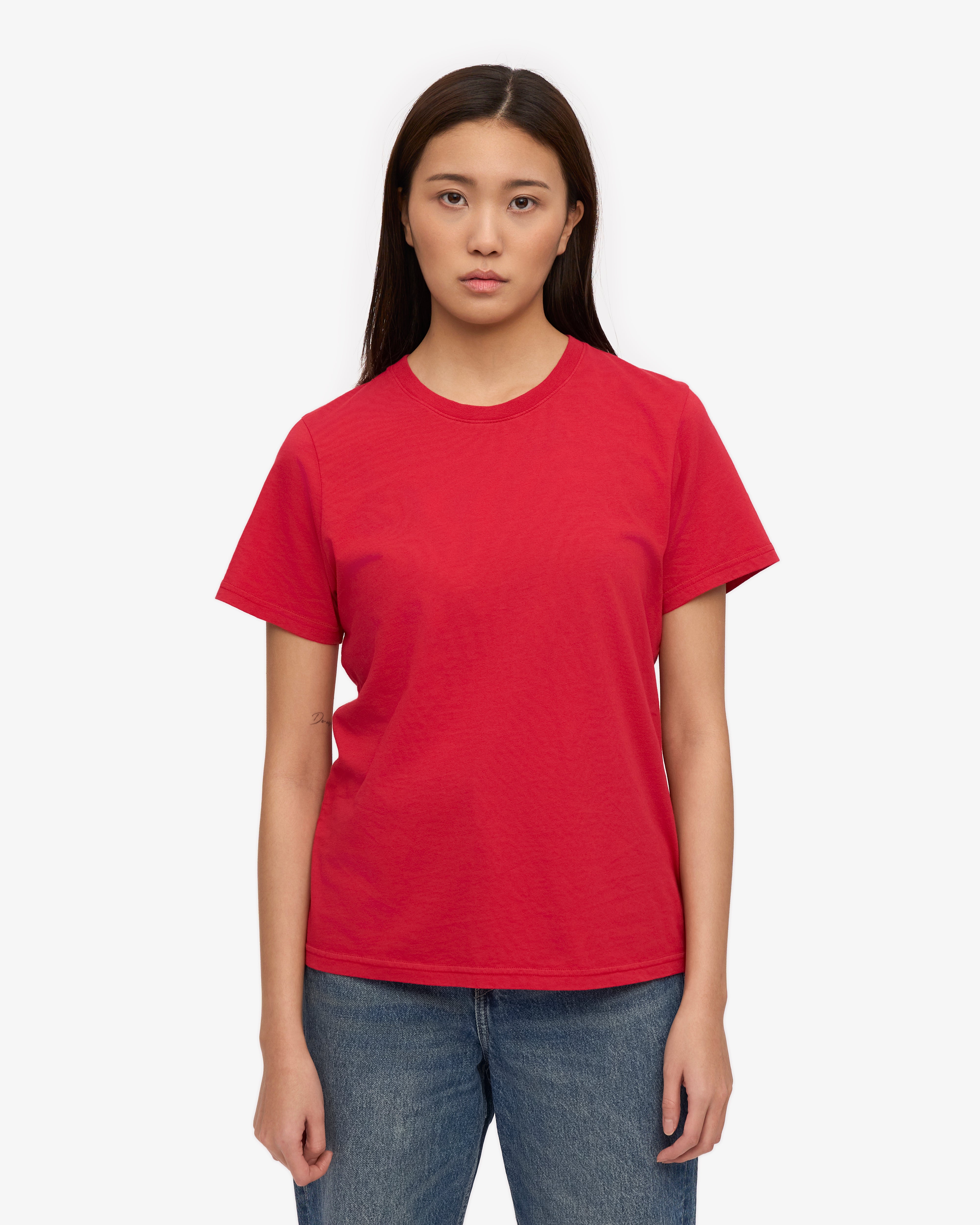Organic Cotton Women's Lightweight T-Shirt - Scarlet Red | Soft & Breathable Casual Tee for Everyday Wear, Yoga & Outings