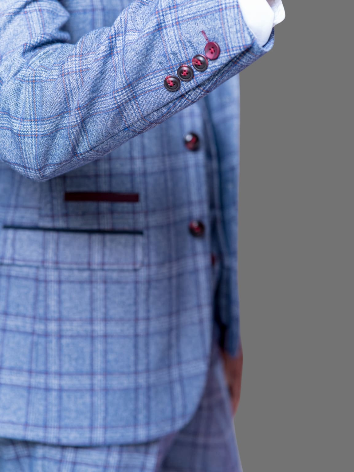 Marc Darcy Abbott Men's Blue Tweed Check Blazer - Slim Fit Formal Jacket for Business, Weddings & Special Occasions
