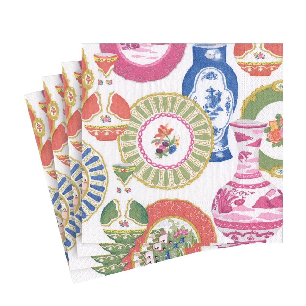 Premium Caspari Meissen Paper Luncheon Napkins - 4 Packs of 20 Elegant Dinner Napkins for Parties, Weddings & Fine Dining | Disposable Yet Sophisticated Tableware
