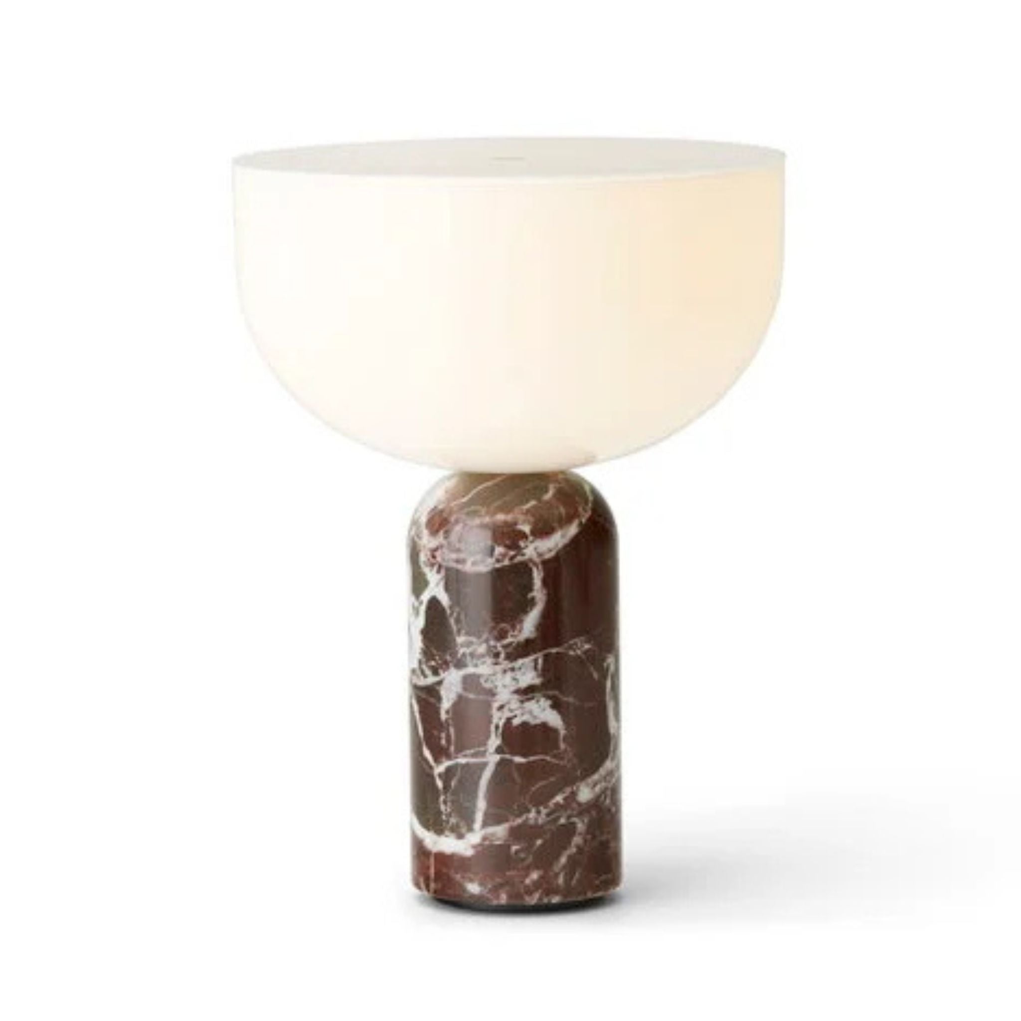 NEW WORKS Kizu Portable Table Lamp - Rosso Levanto Marble Finish, USB Rechargeable LED Light for Bedroom, Office & Travel | Modern Scandinavian Design, Dimmable Night Light for Home Decor