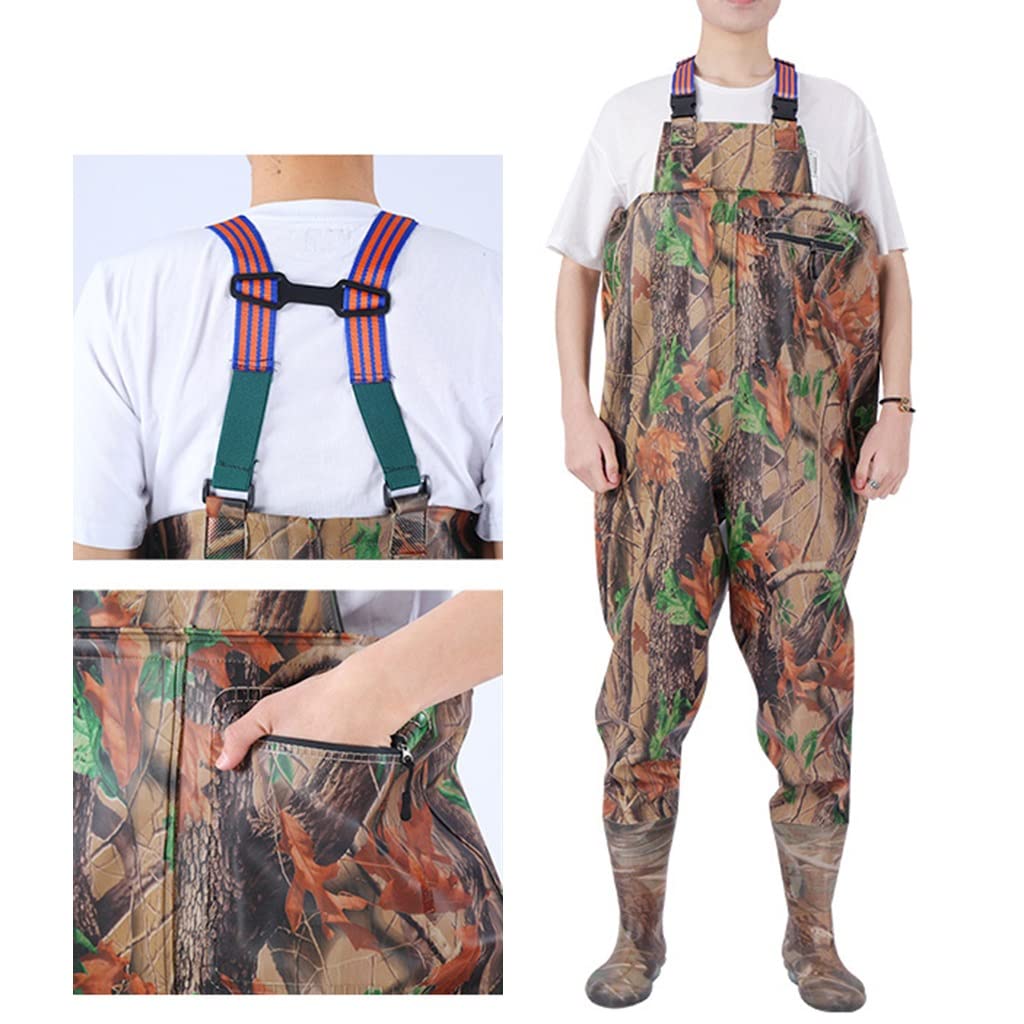 **Men's & Women's Camo PVC Waterproof Chest Waders with Boots - Seam Sealed Bootfoot for Hunting & Fishing - Ideal for Wetlands, Rivers & Outdoor Adventures**