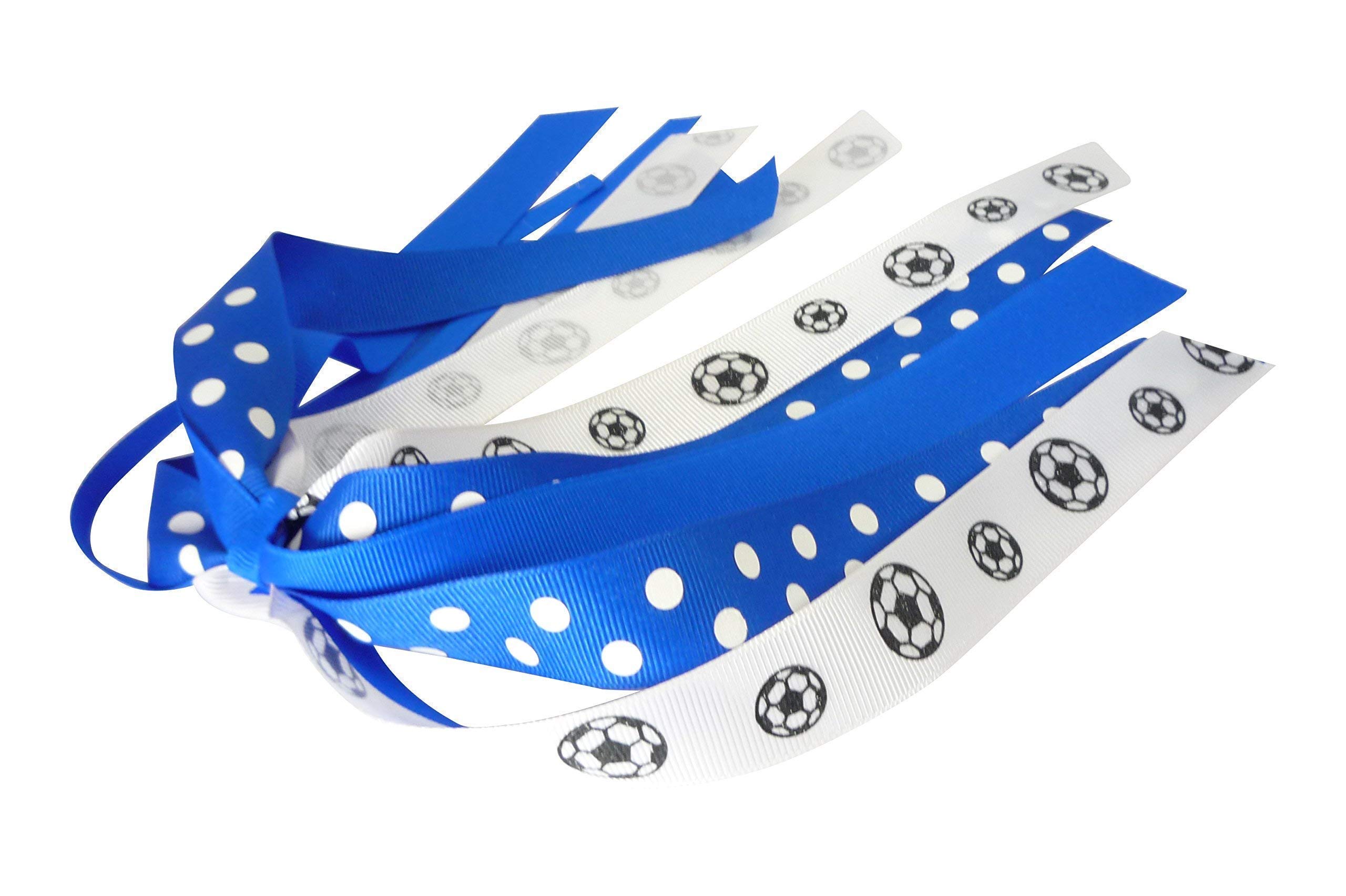 Electric Blue Soccer Ponytail Hair Bow - Cheerleading Hair Accessories for Girls - Perfect for Sports Games, Cheer Competitions & Team Spirit Events
