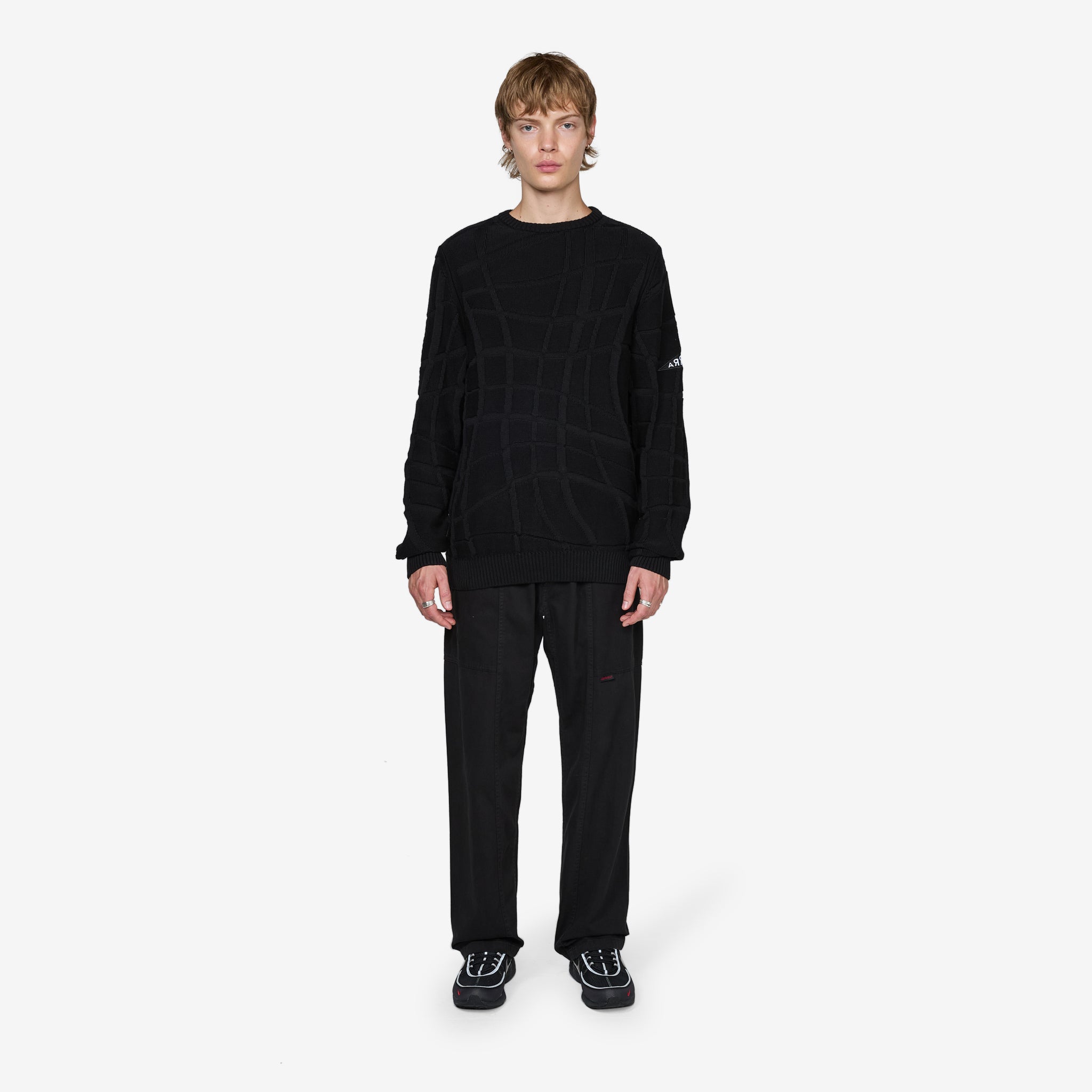 Stylish Black Abstract Village Knitted Pullover - Cozy Winter Sweater for Women, Perfect for Casual Outings & Holiday Gatherings