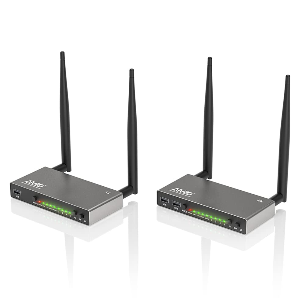 AIMIBO 5.8G Wireless HDMI Transmitter & Receiver Kit - 1080P Full HD Video & Audio Streaming, Supports Multiple TX/RX, KVM Function, IR Remote, Loop-Out, 656FT Range - Perfect for Home Theater, Gaming, Presentations with Laptop, Fire TV Stick, Satellite Box to TV/Projector