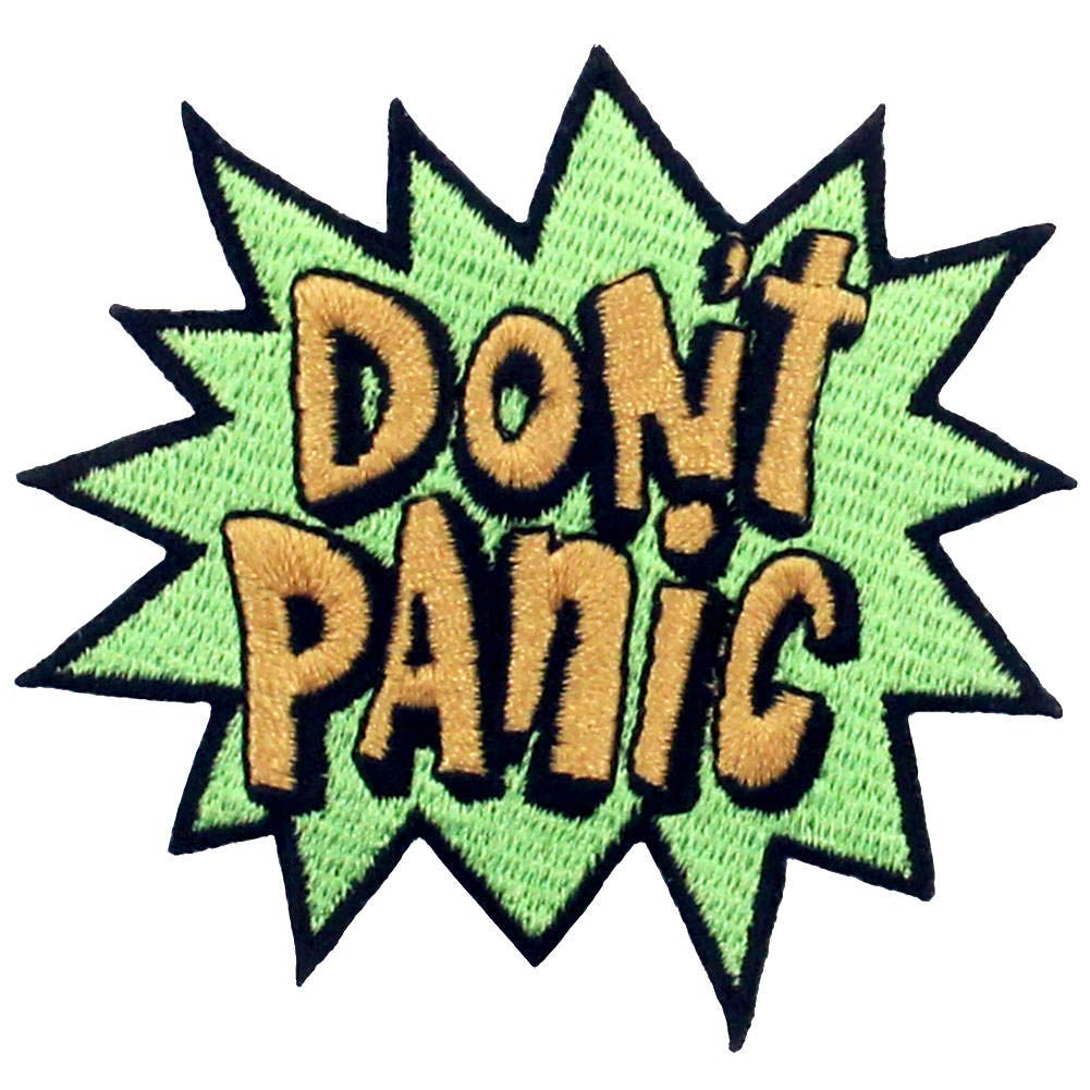 ZEGINs Don't Panic Embroidered Patch - Iron On & Sew On Applique Emblem for Jackets, Bags & DIY Crafts | Vintage Style Badge for Denim, Backpacks & Clothing Customization