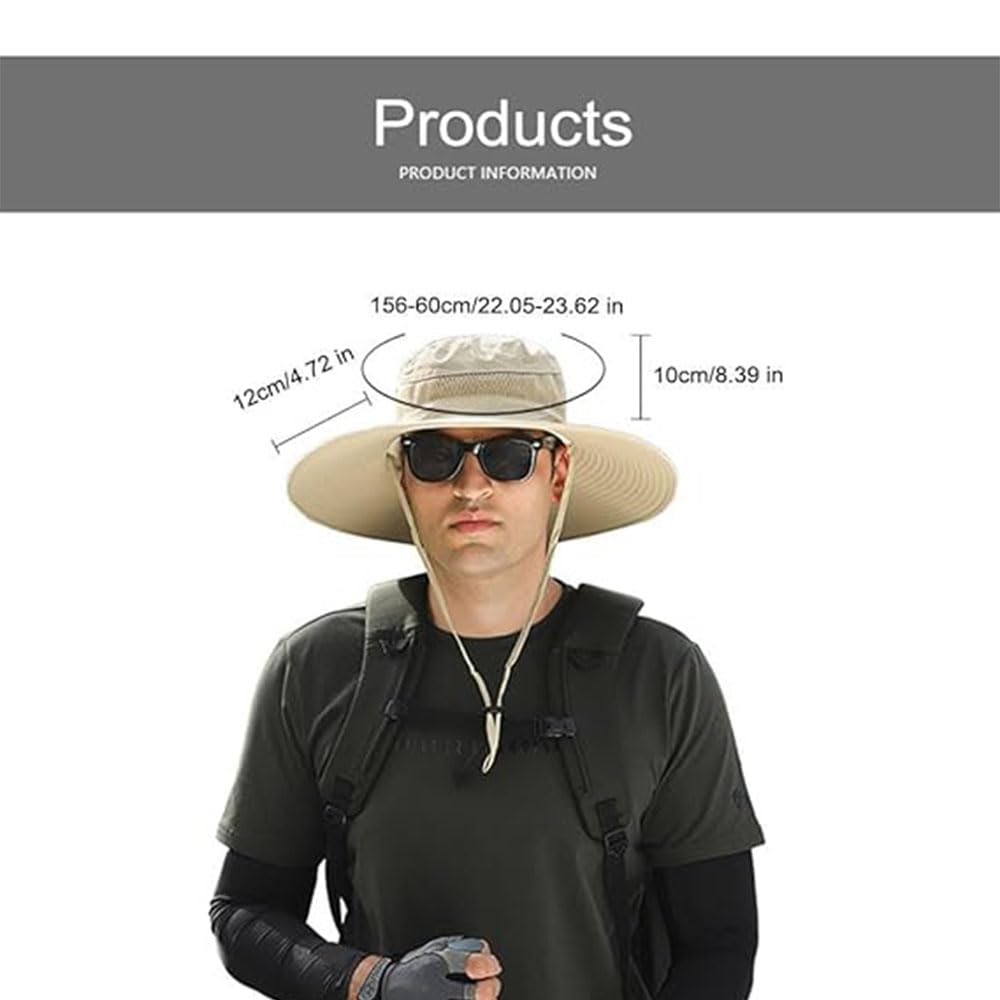Solar-Powered Wide Brim Fishing Hat with Built-in Fan - UPF 50+ Sun Protection for Men - Ideal for Outdoor Activities, Fishing, Hiking & Beach