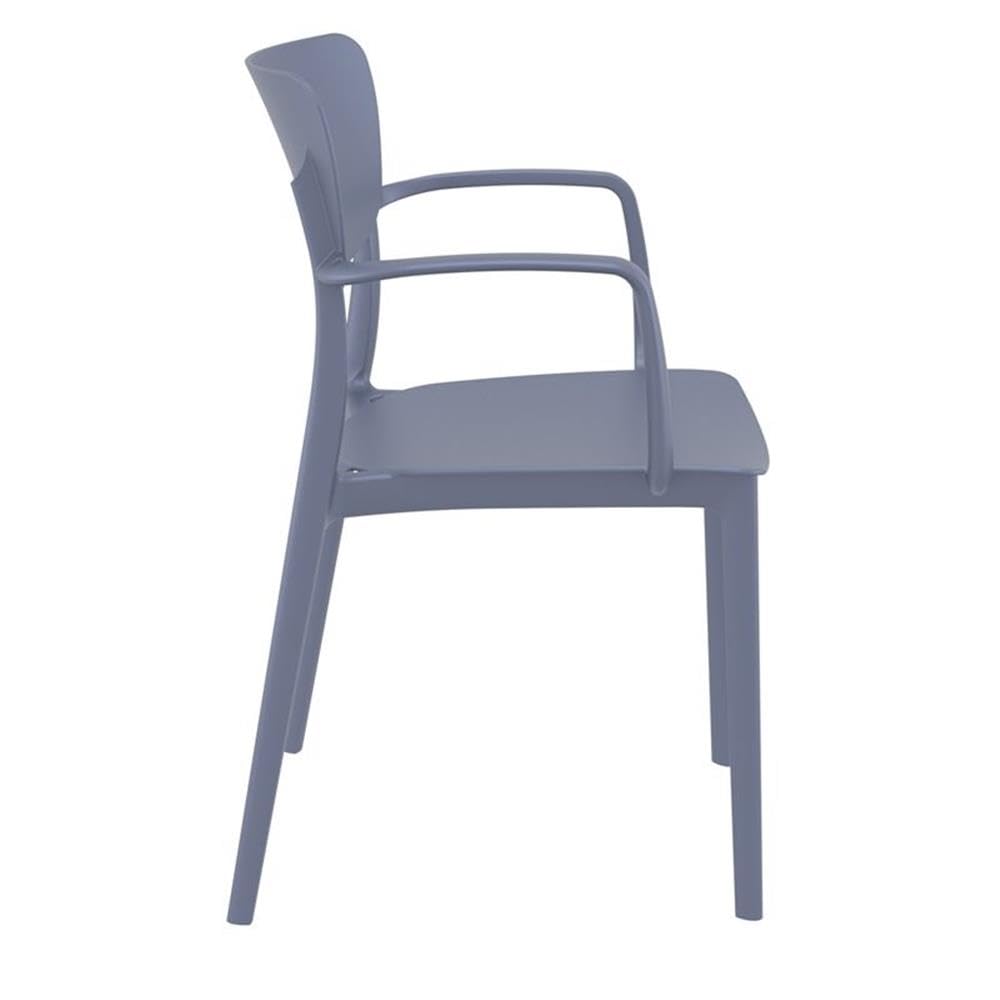 Compamia Lisa Dining Arm Chair Set of 2 - Dark Gray Upholstered Side Chairs for Kitchen, Dining Room & Office - Comfortable Modern Accent Chairs with Sturdy Metal Legs