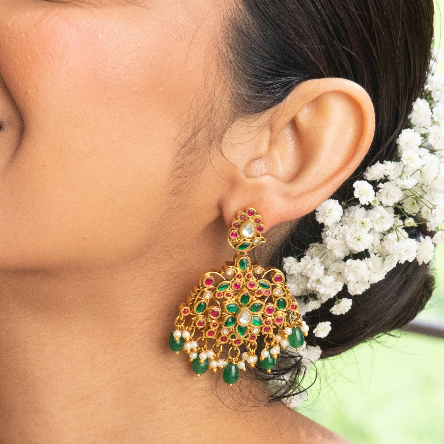 Kinjal Kempu Antique Earrings - Handmade Indian Jewelry for Women - Perfect for Weddings, Parties & Ethnic Fashion