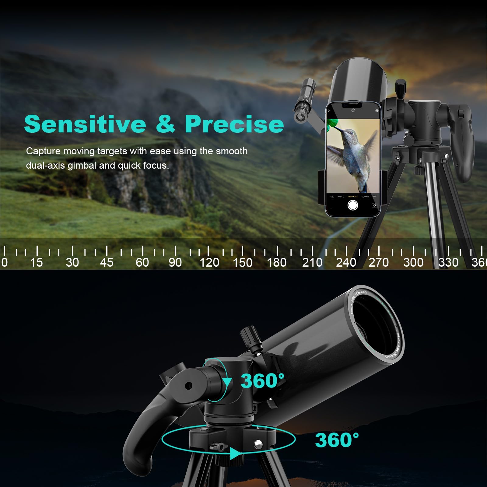 Premium 80mm Maksutov-Cassegrain Telescope for Adults - 850mm Catadioptric Astronomy Telescope with Pro Tripod & Phone Adapter | Portable Travel Telescope for Stargazing, Bird Watching & Astrophotography