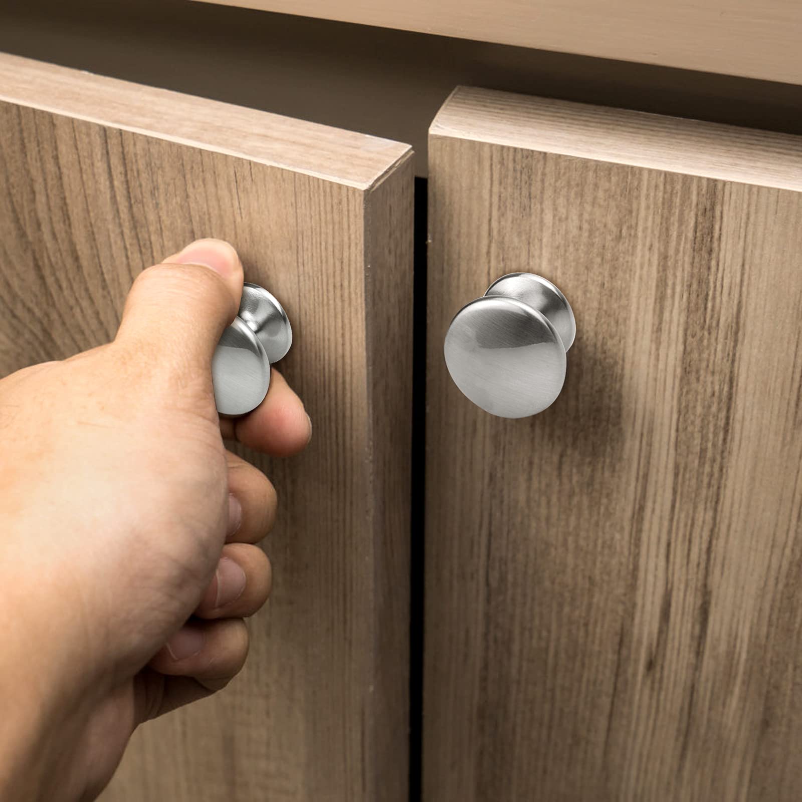 10 Pack Brushed Nickel Cabinet Knobs - Kitchen Drawer Pulls & Dresser Handles with Screws - Durable Zinc Alloy Hardware for Home, Office & DIY Projects