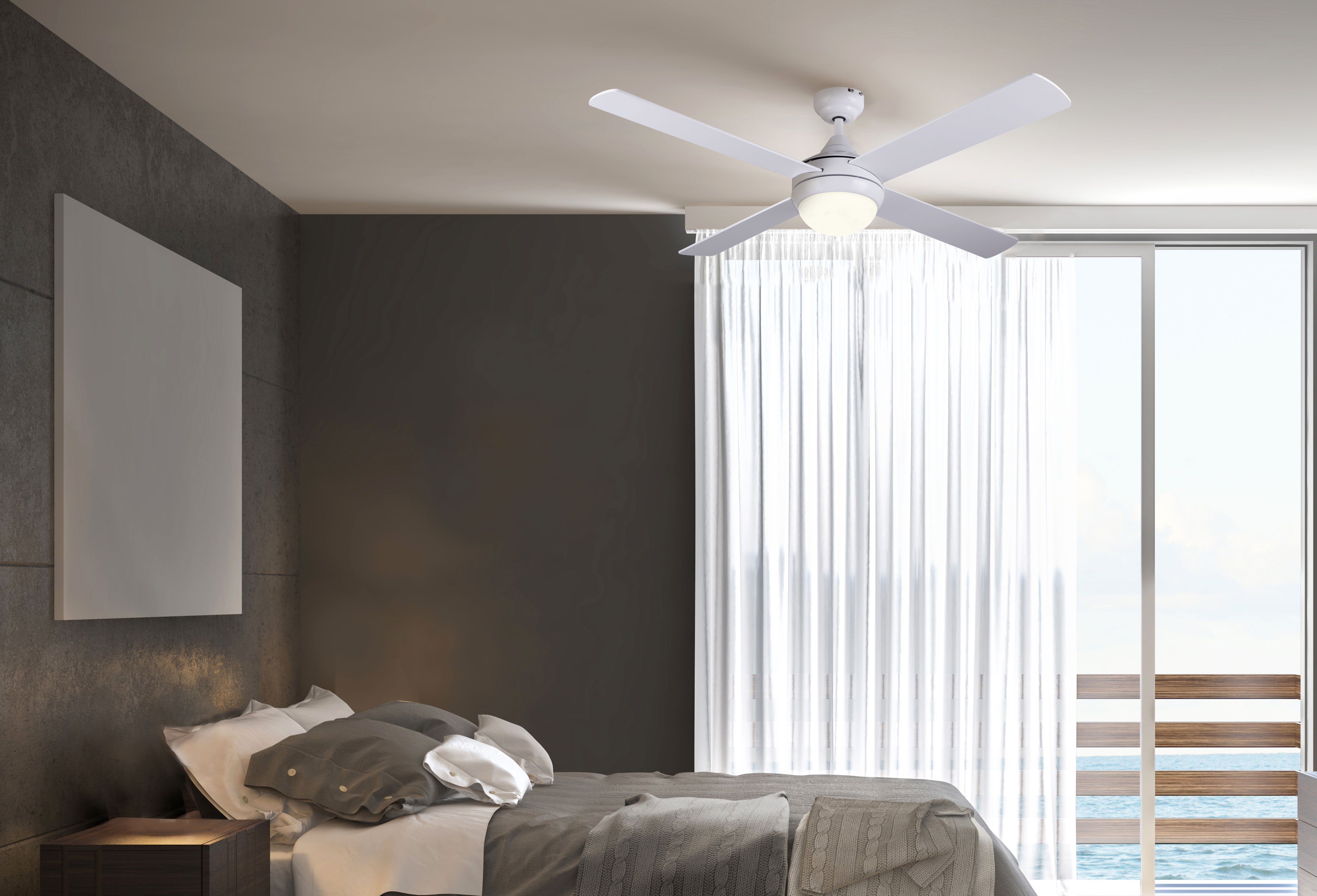 Canarm Foley 48 Inch White LED Ceiling Fan with Remote Control - Energy Efficient Quiet Operation for Bedroom, Living Room, and Office