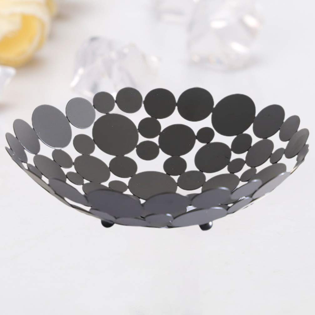 Hemoton Decorative Iron Dish Plate - Hollow Round Fruit & Vegetable Holder, Petal-Shaped Storage Basket for Kitchen, Dining, Party Serving | Perfect for Home Decor, Fruit Display, and Party Snack Serving