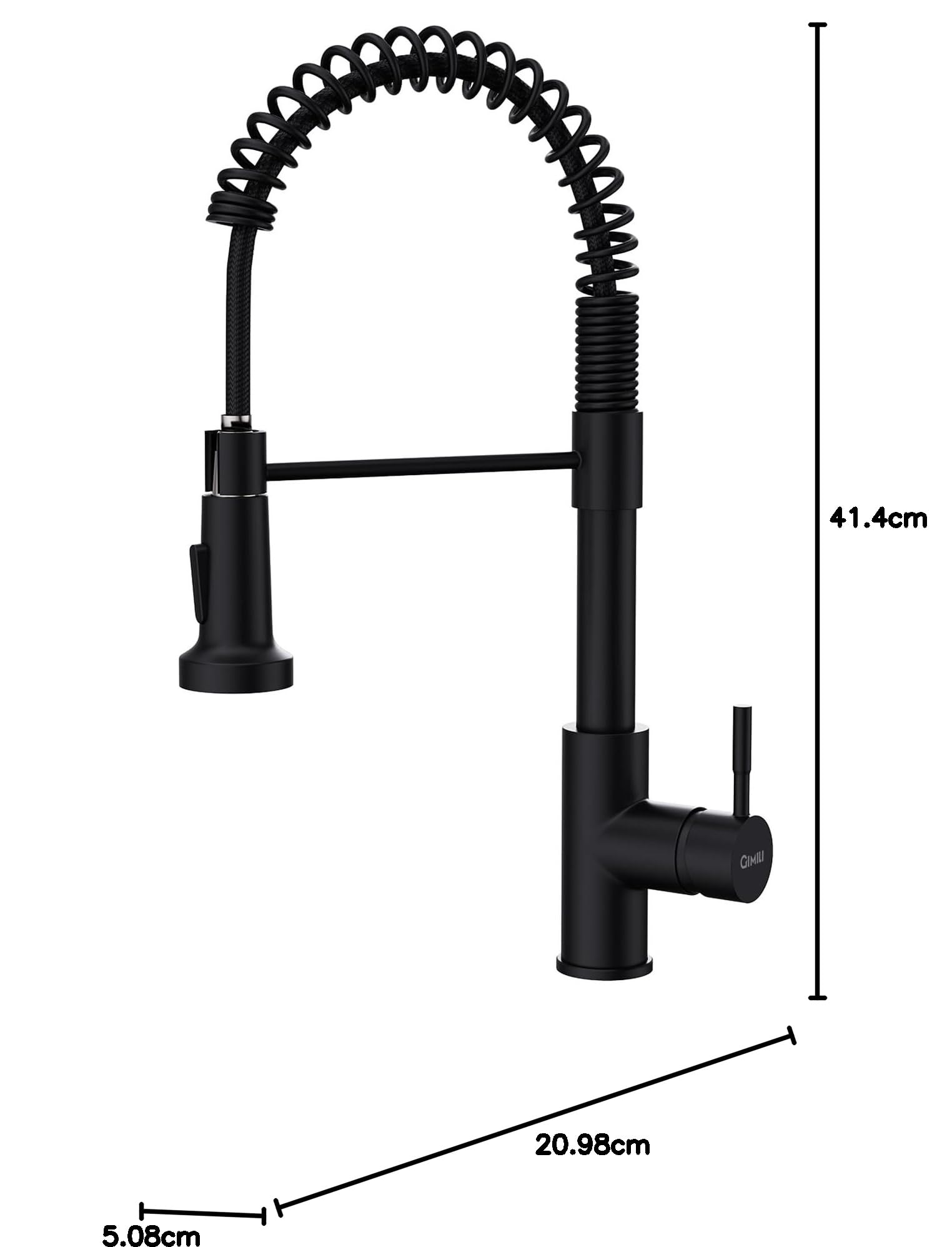 GIMILI Black Commercial Kitchen Faucet with Pull Down Sprayer - Single Handle Spring Kitchen Sink Faucet - Matte Black Stainless Steel Water Tap for Restaurant & Home Use