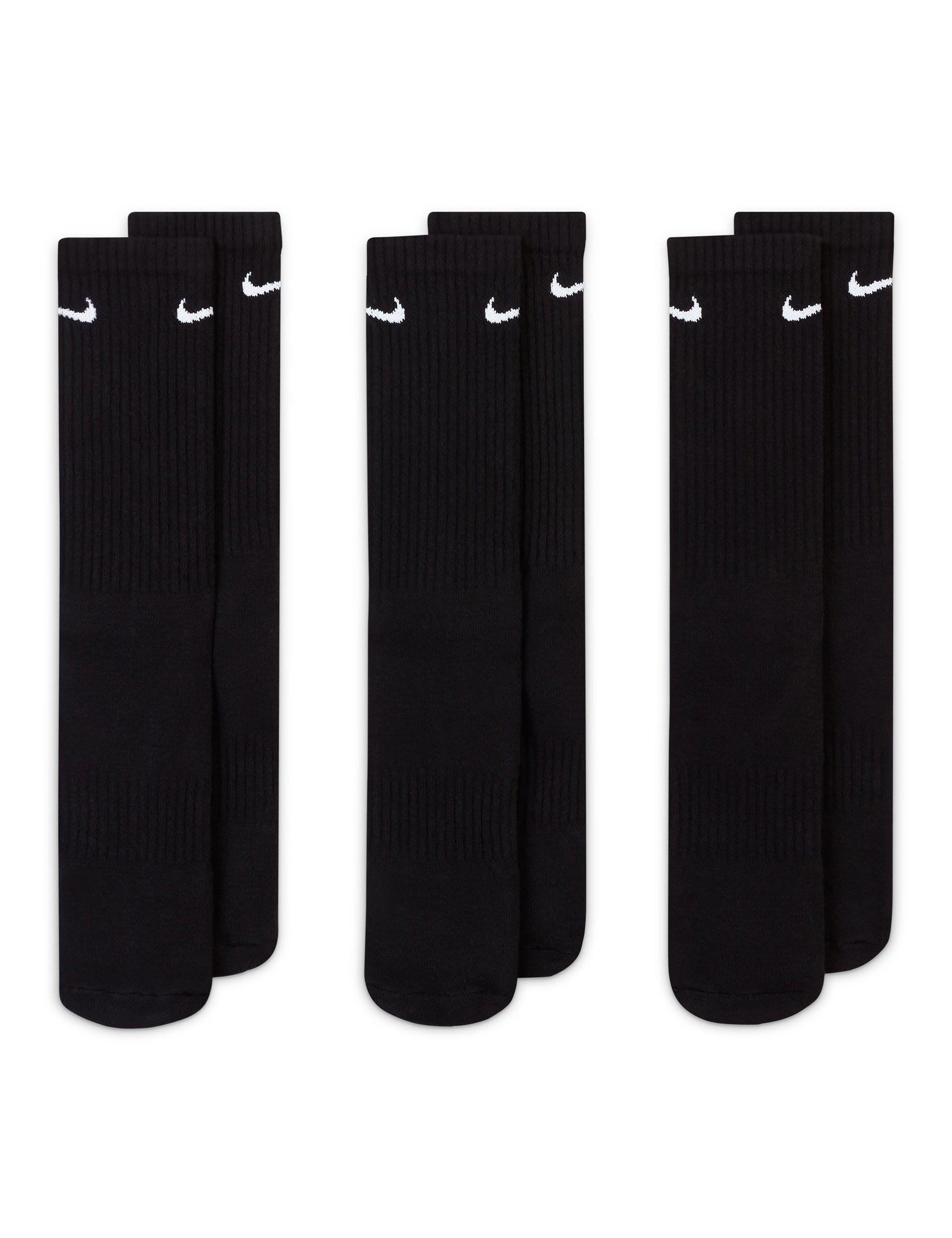 Premium Cushioned Training Crew Socks (3-Pack) - Black & White for Men & Women - Perfect for Running, Gym Workouts & Everyday Comfort
