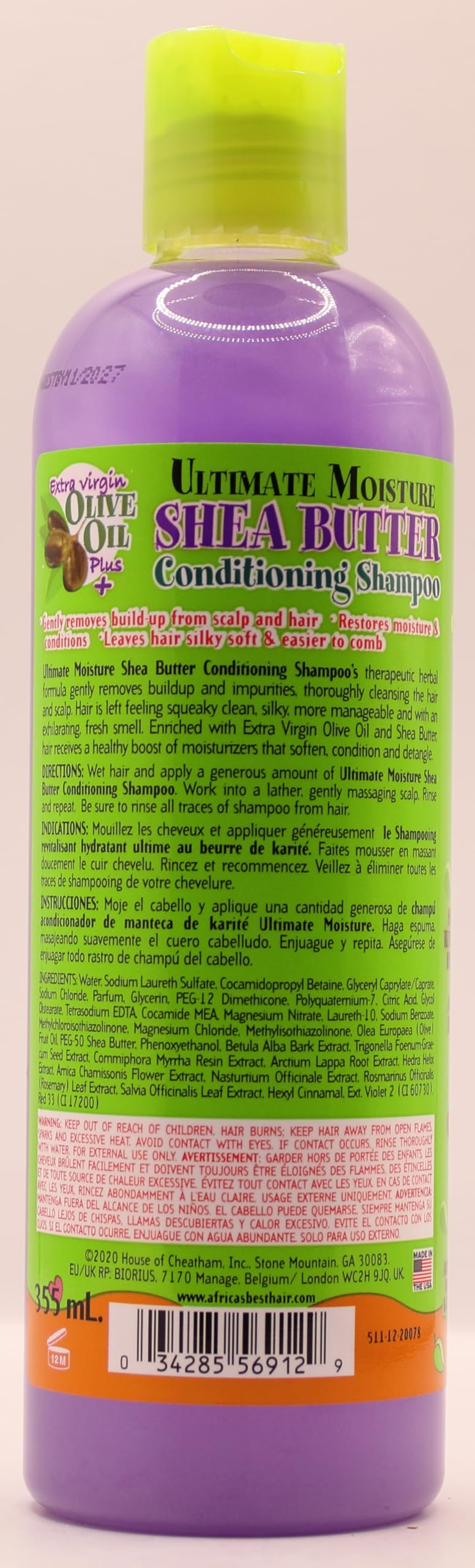 3-Pack Africa's Best Kids Organic Shea Butter Conditioning Shampoo 12oz (Total 36oz) - Gentle Hair Care for Children, Natural Moisturizing Formula - Perfect for Daily Bath Time & Sensitive Scalps
