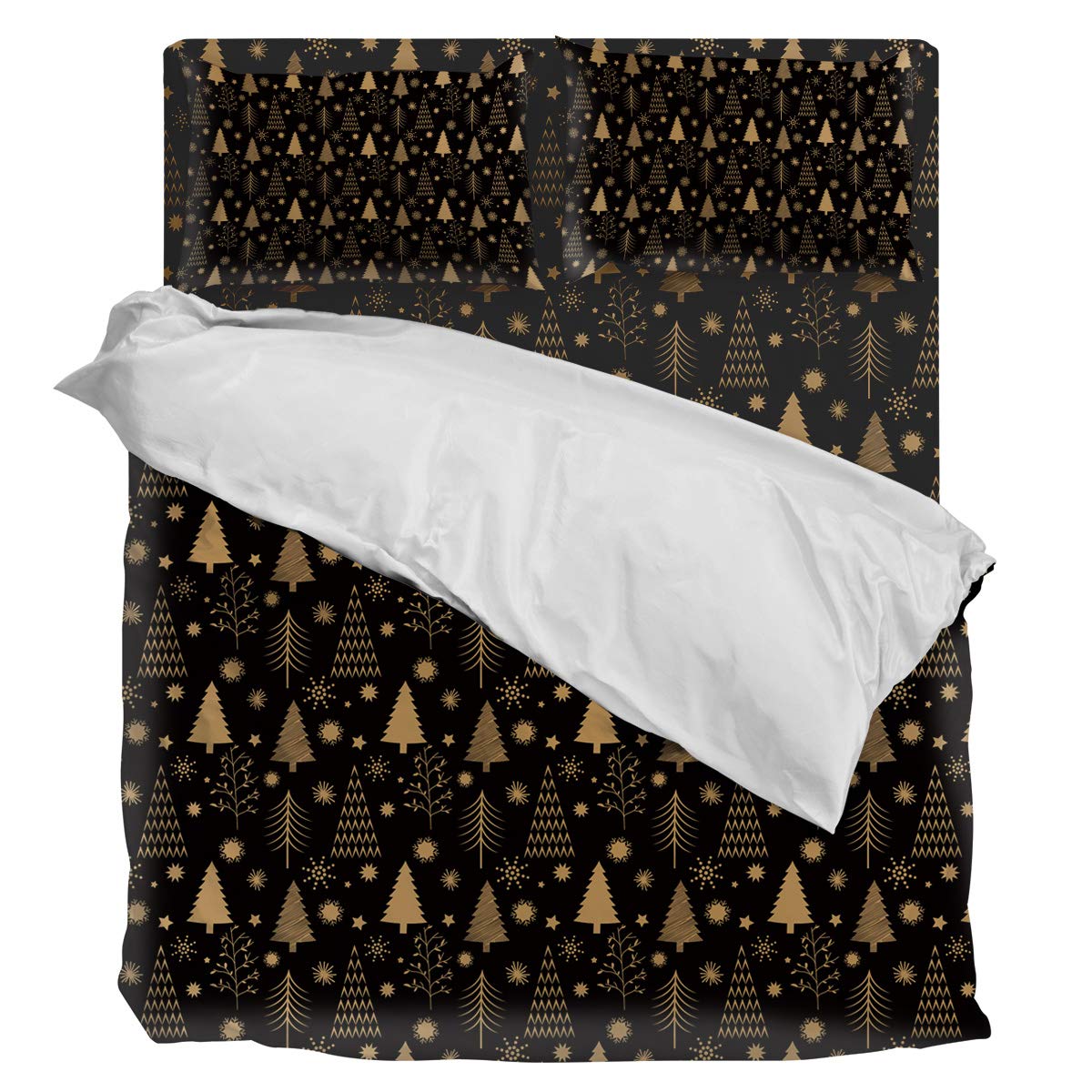 4 Piece Luxury Soft Queen Size Duvet Cover Bedding Set - Christmas Tree Snowflake Theme (1 Duvet Cover, 1 Fitted Sheet, 2 Pillowcases) - Perfect for Holiday Decor, Guest Rooms & Cozy Winter Bedrooms