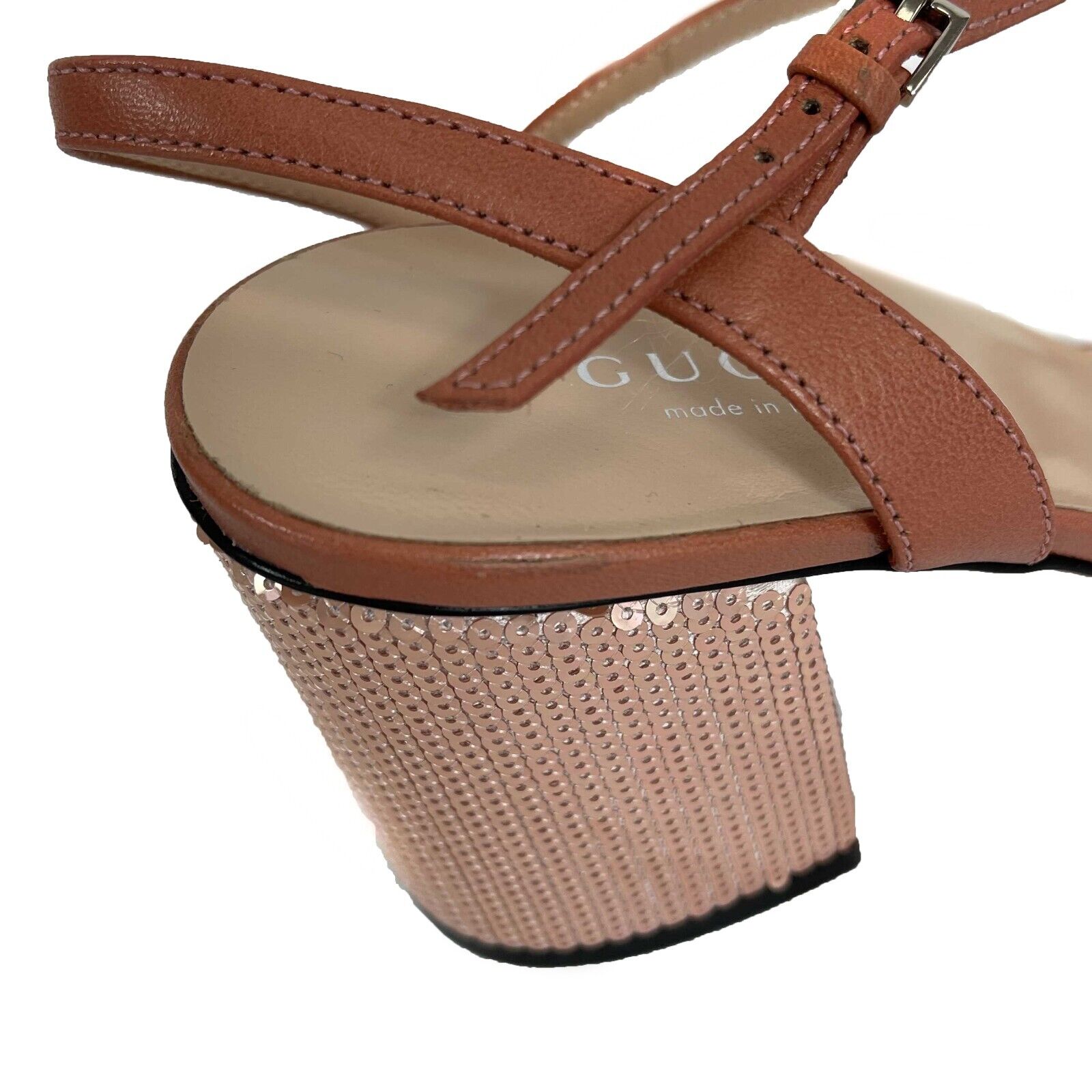 Gucci Pink Sequin GG Marmont Mid Heel Sandals Women's Size 36/US 6 - New with Original Box | Perfect for Summer Parties, Weddings & Date Nights