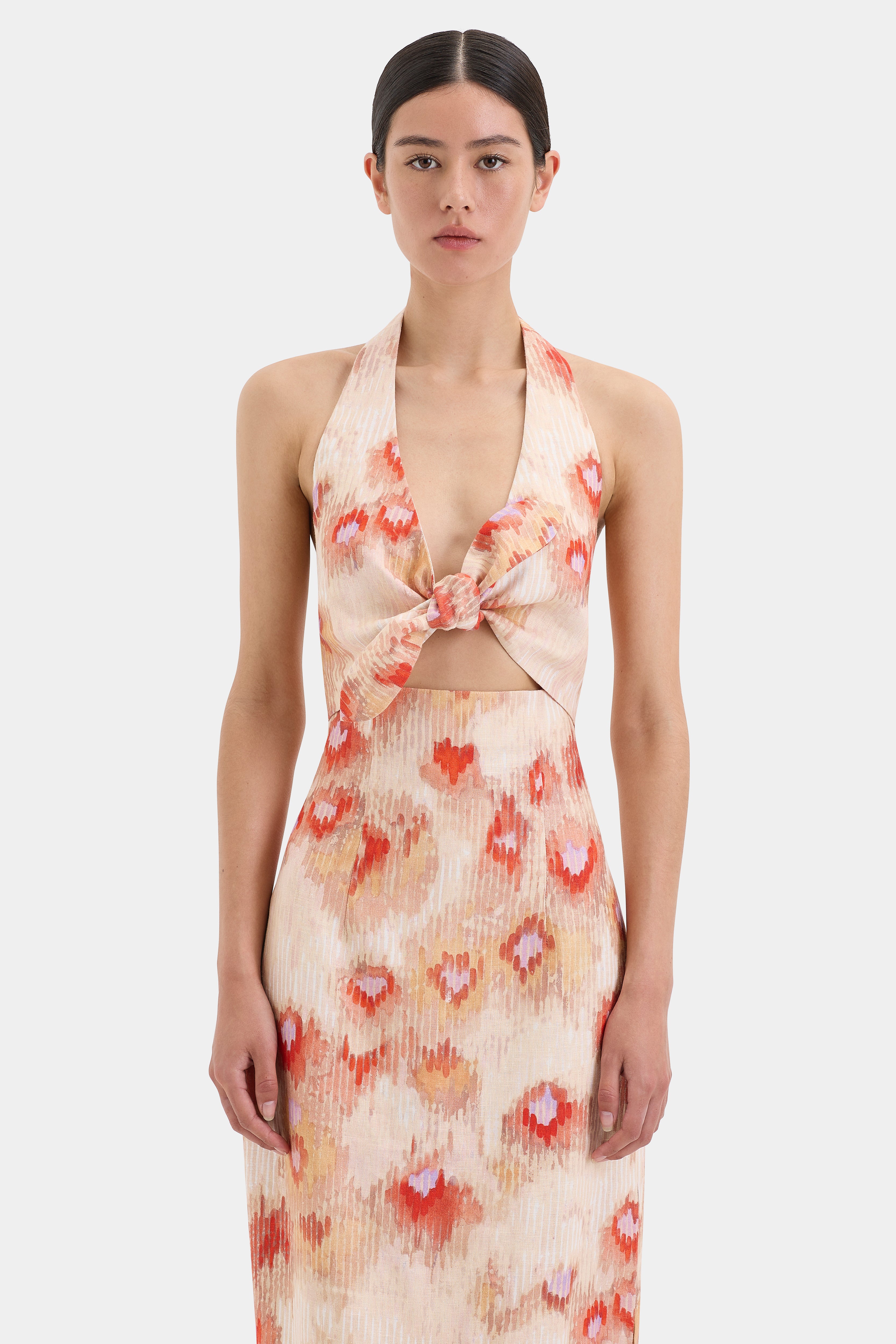 Fiorella Tie Midi Dress - Women's Floral Summer Wrap Dress with Belt | Perfect for Weddings, Parties & Office Wear