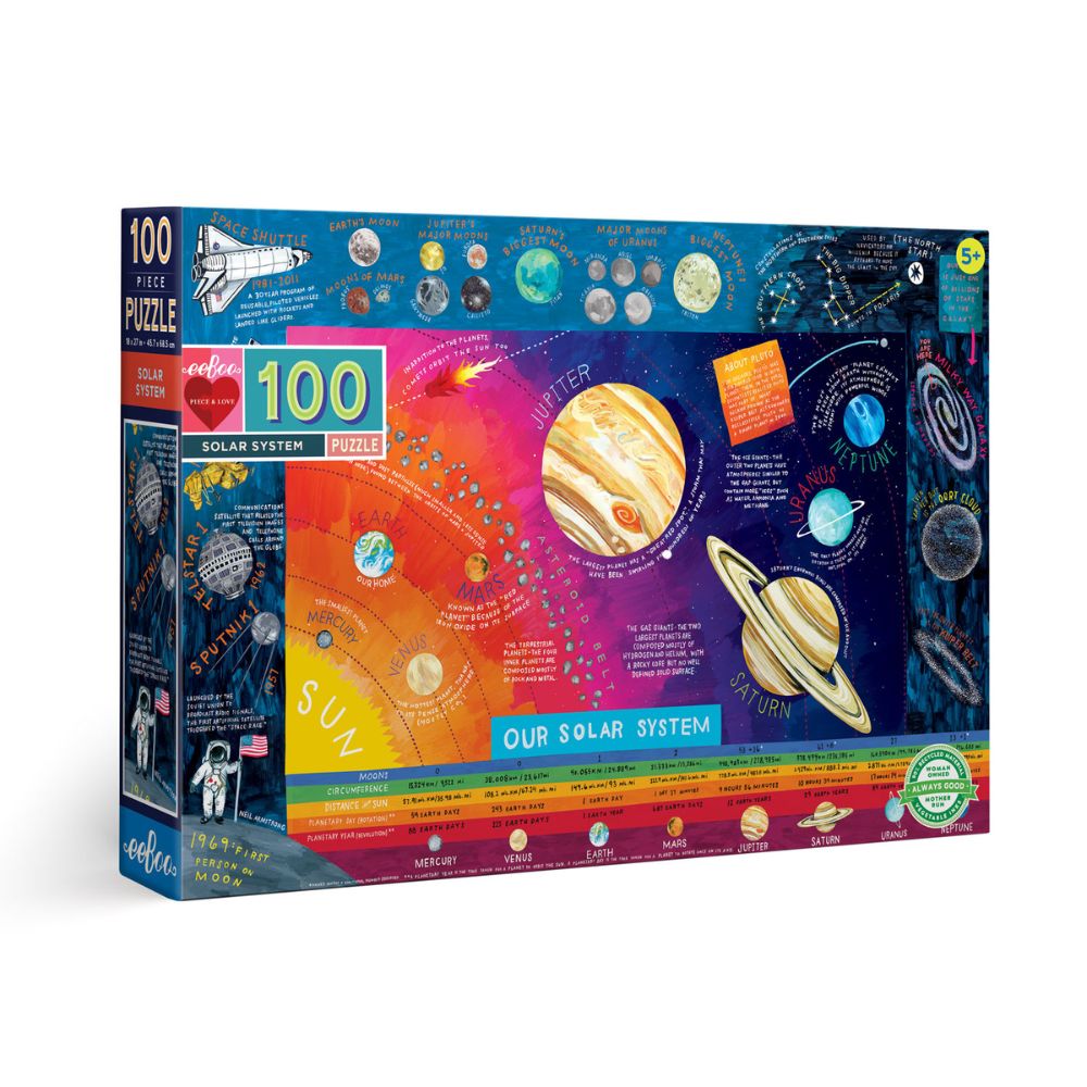 eeBoo Solar System 100 Piece Jigsaw Puzzle - Educational Space Toy for Kids, Perfect for STEM Learning & Family Game Night