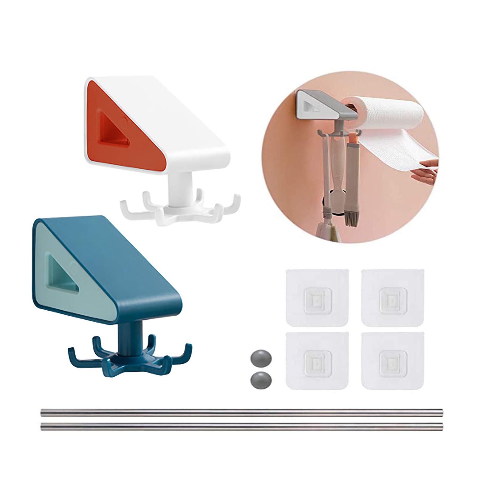 360°Rotating Paper Towel Holder Wall Mounted for Kitchen & Bathroom - 2PCS