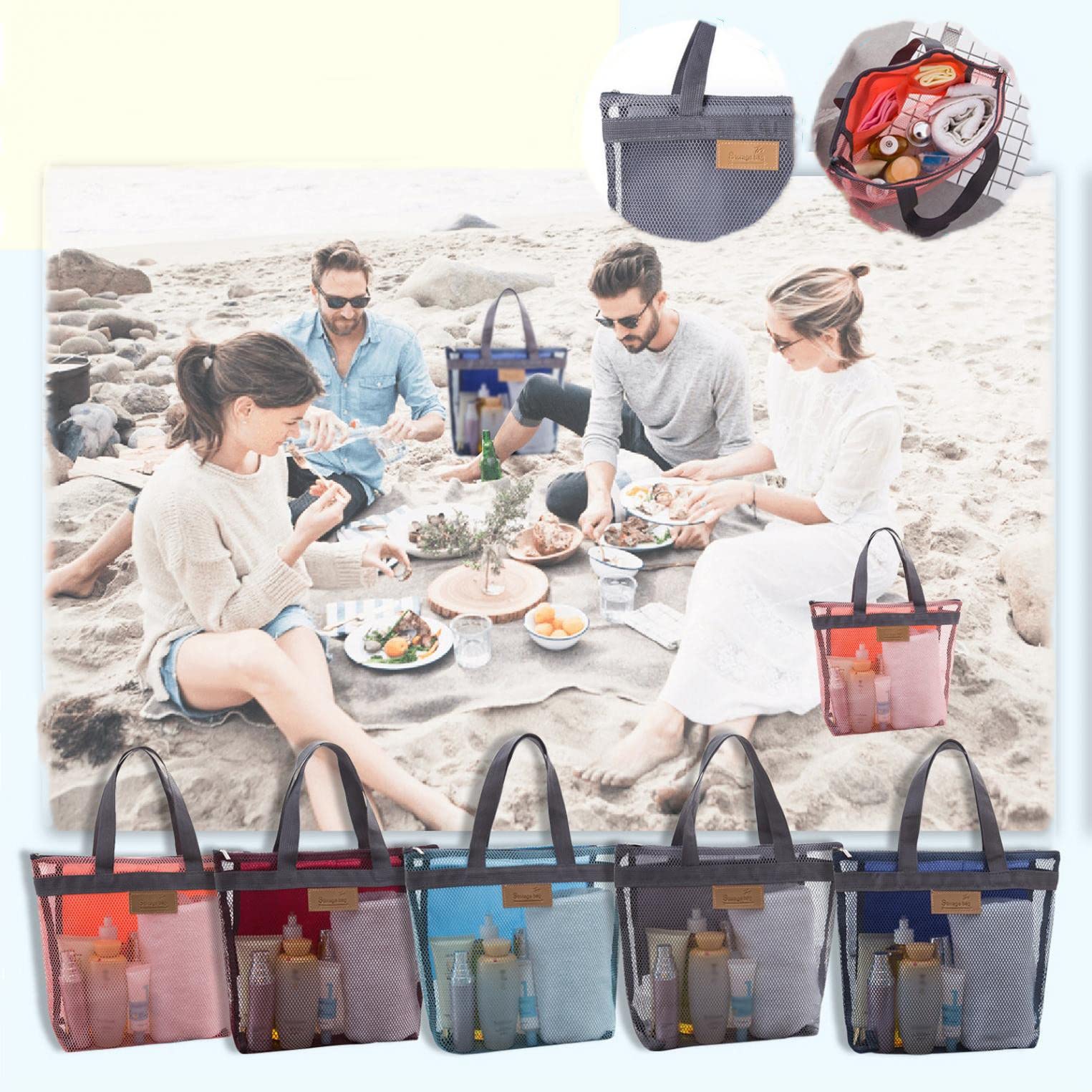 1 Pcs Waterproof Mesh Wash Bag - Multifunctional Travel Organizer for Swimming, Beach, Camping & Outdoor Activities - Perfect for Laundry, Toiletries & Gear Storage