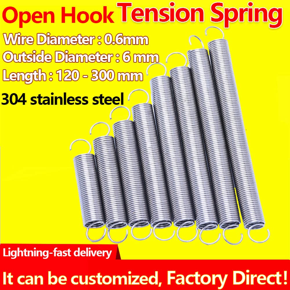 Stainless Steel Torsion Springs 10Pcs - 0.6mm Wire Diameter, 7mm-25mm Outer Diameter - Extension Coil Spring, Tension Spring, Pullback Spring for Garage Doors, Toys, Industrial Machinery