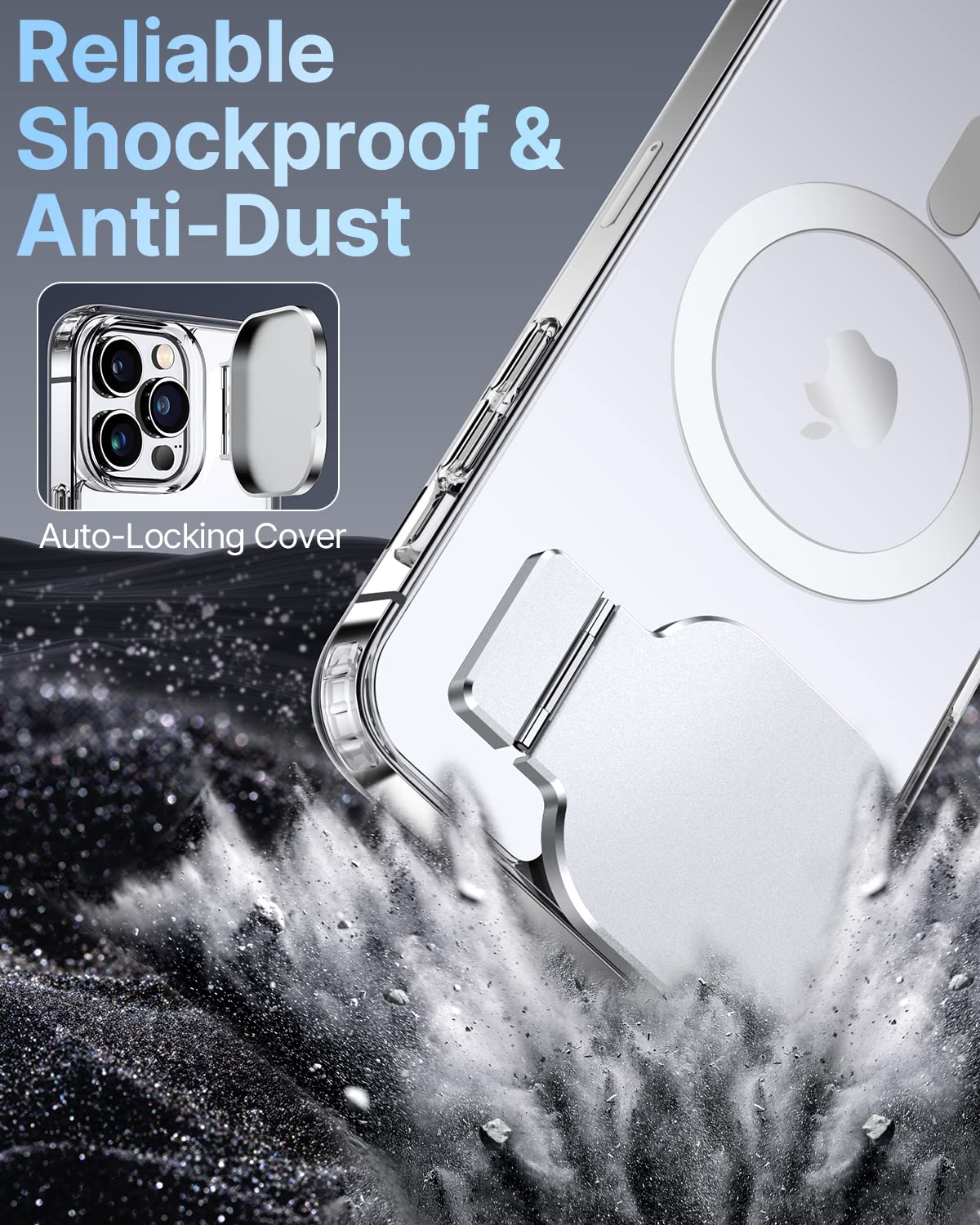 Premium Magnetic iPhone 14 Pro Max Case with Stand & Camera Cover - MagSafe Compatible, Shockproof & Dustproof Clear Protective Case for Daily Use, Travel & Work