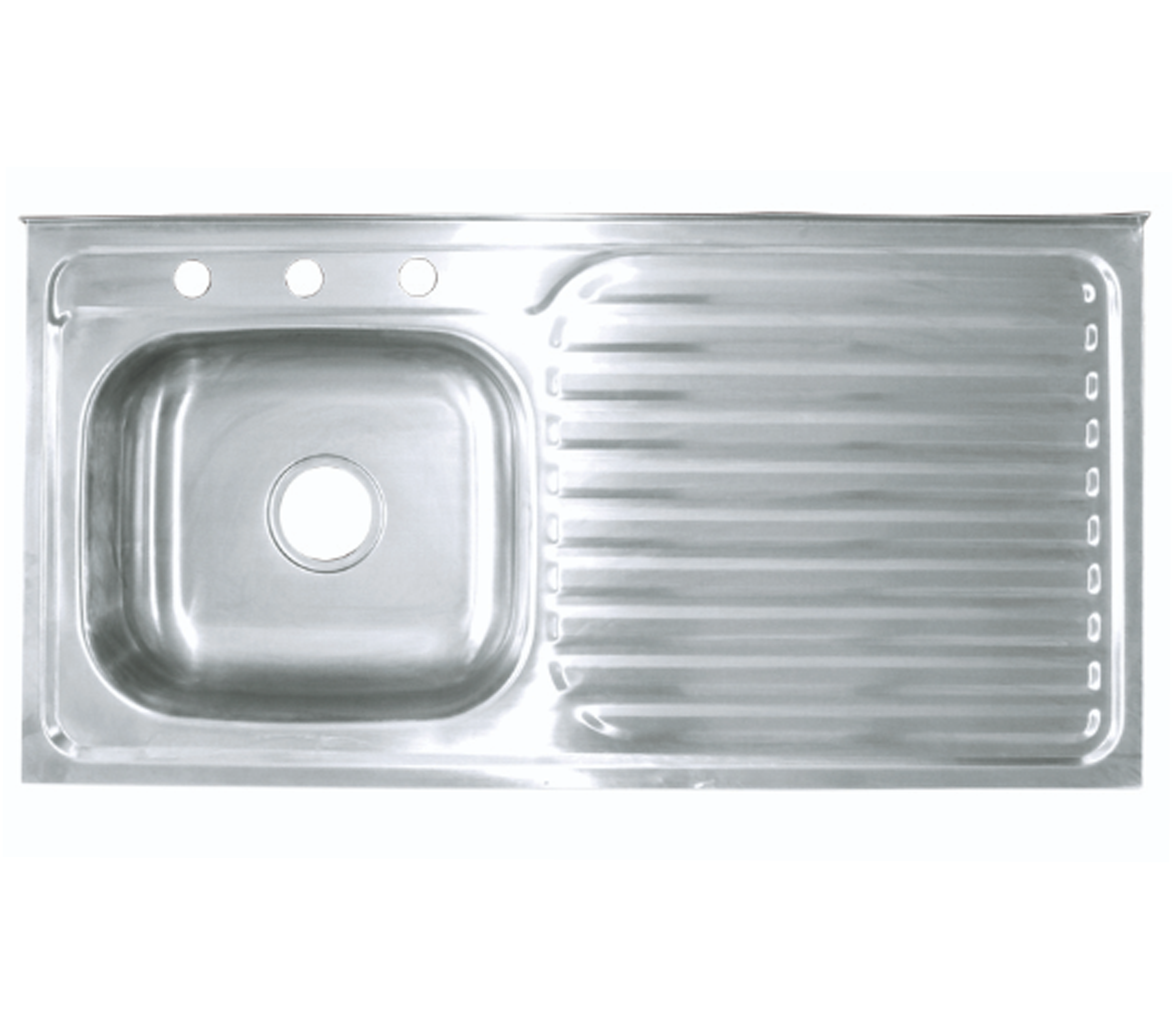 100x50cm Overmount Stainless Steel Kitchen Sink with Left Drainboard - Fermetal Single Bowl Bar Sink for Restaurants & Home Kitchens