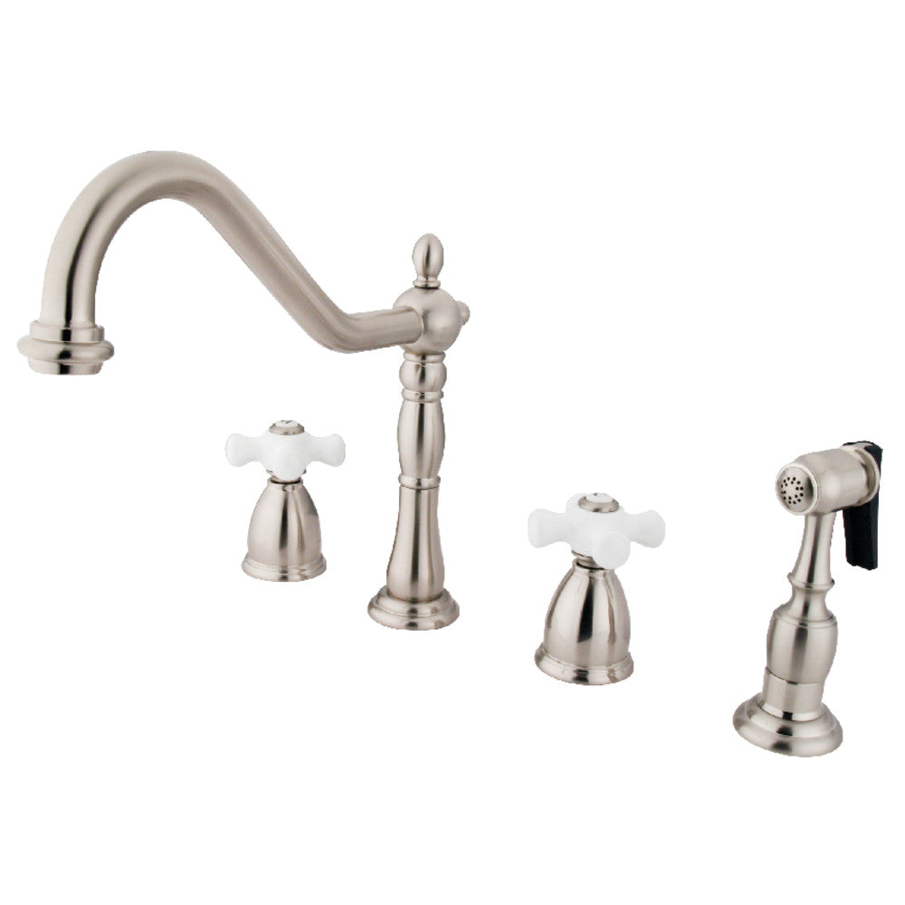 Kingston Brass KB1793PXBS Widespread Kitchen Faucet - High Arc Pull-Down Sprayer, Oil Rubbed Bronze Finish for Modern Farmhouse & Rustic Kitchens