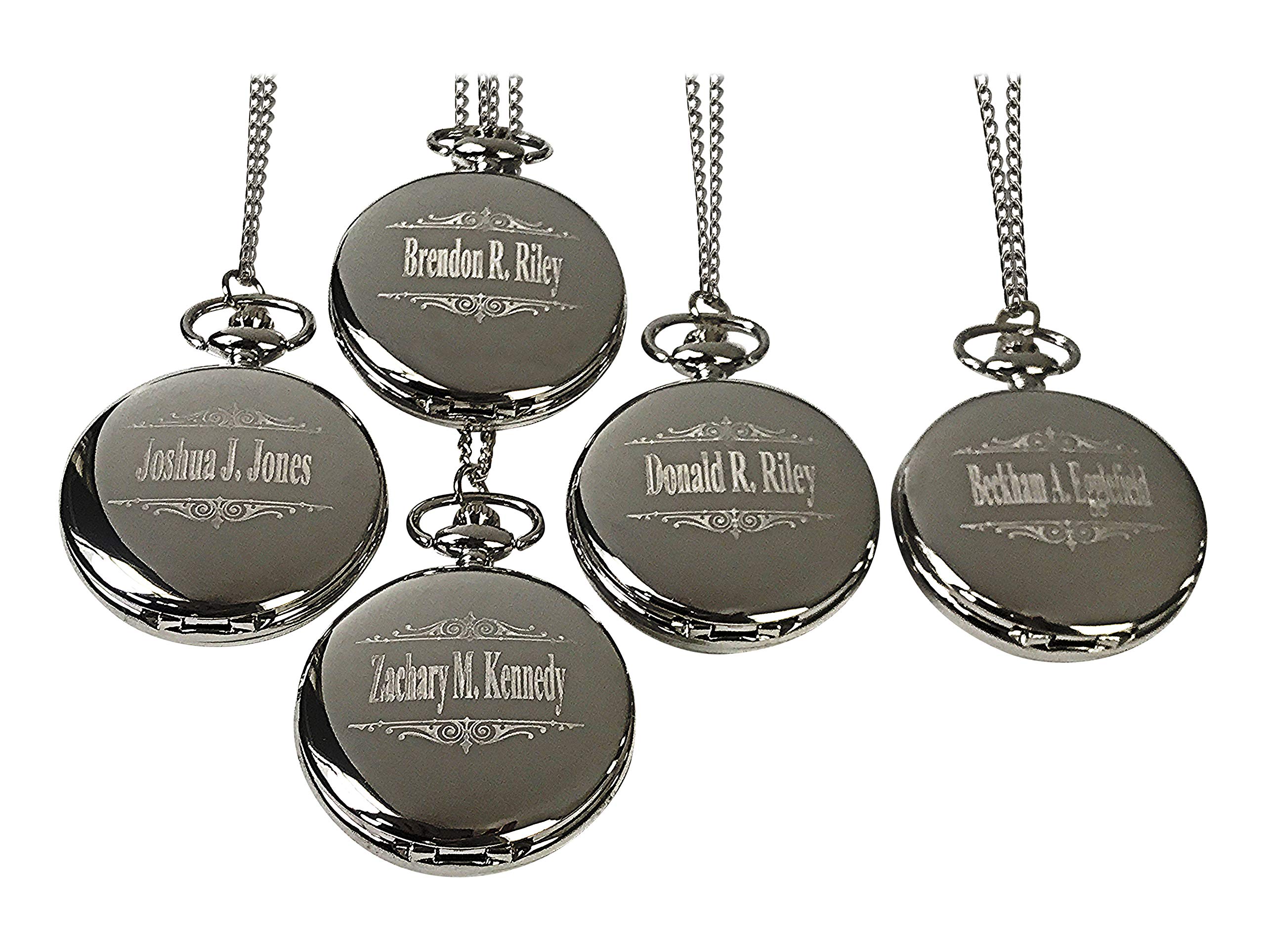 Personalized Pocket Watch Set for Groomsmen - 5 Unique Engraved Gifts with Chain & Box (4 Colors) - Perfect for Weddings, Anniversaries & Special Occasions