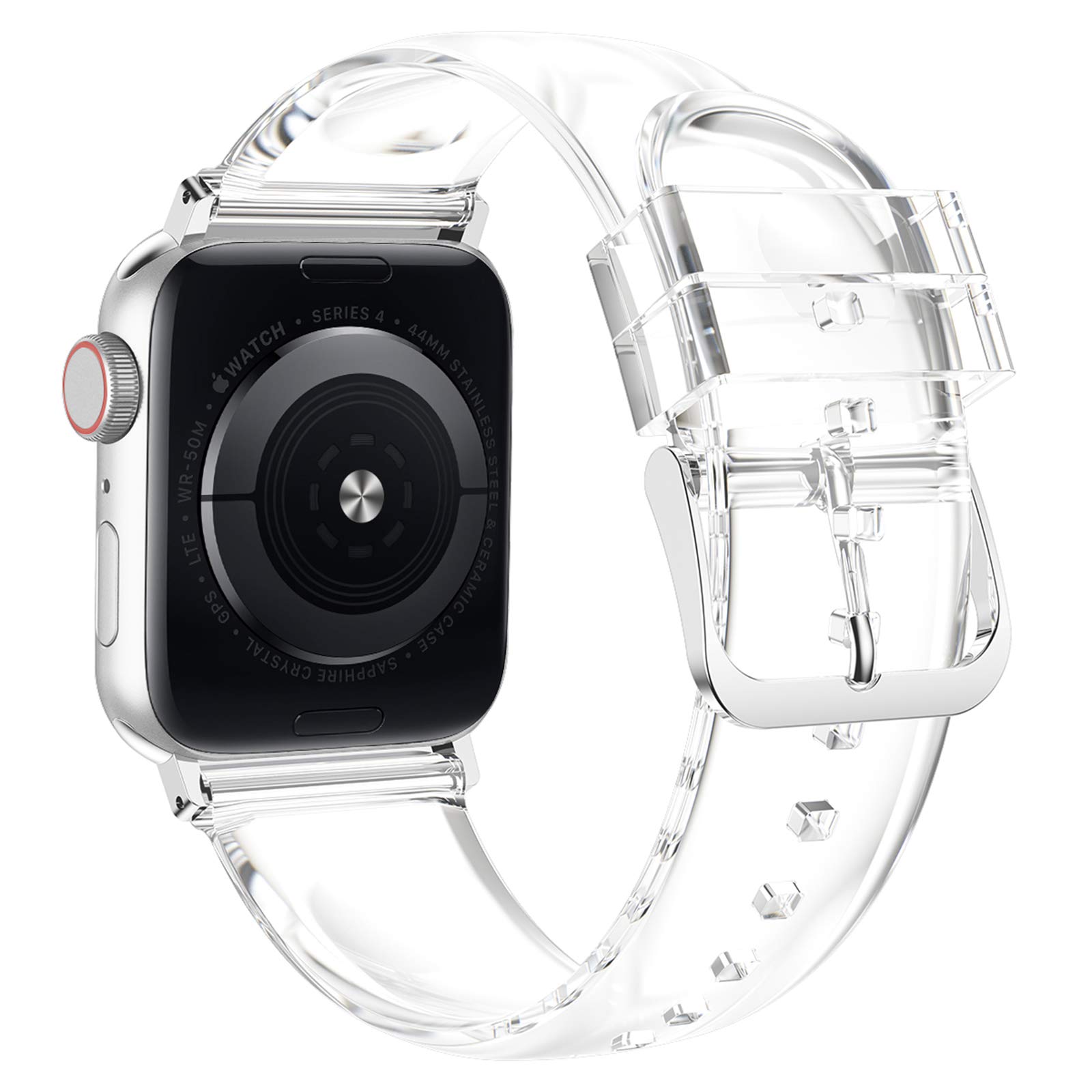 iiteeology Clear Soft Silicone Band Compatible with Apple Watch Series 1-10 (38mm/40mm/41mm/42mm/44mm/45mm/46mm) - Transparent Breathable Strap for Women & Men - Perfect for Workout, Running & Daily Wear