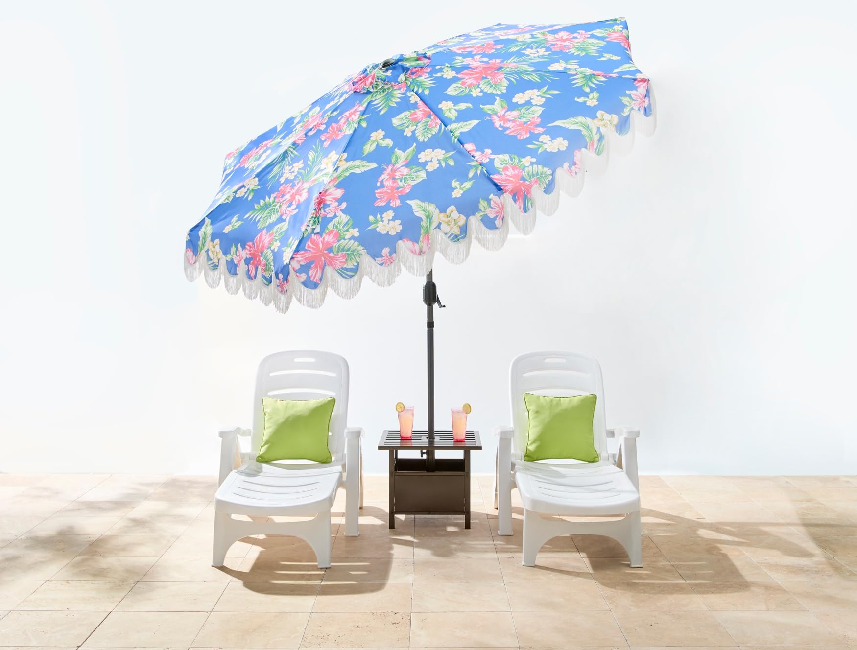 BrylaneHome Standard Side Table with Umbrella Hole - Oil Rubbed Bronze Finish for Patio, Deck, and Outdoor Furniture Decor