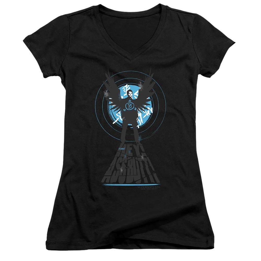 Supernatural Hey Ass Butt Juniors' Sheer Fitted V-Neck T-Shirt | Trendy Graphic Tee for Women | Perfect for Casual Wear, Concerts & Fan Merch