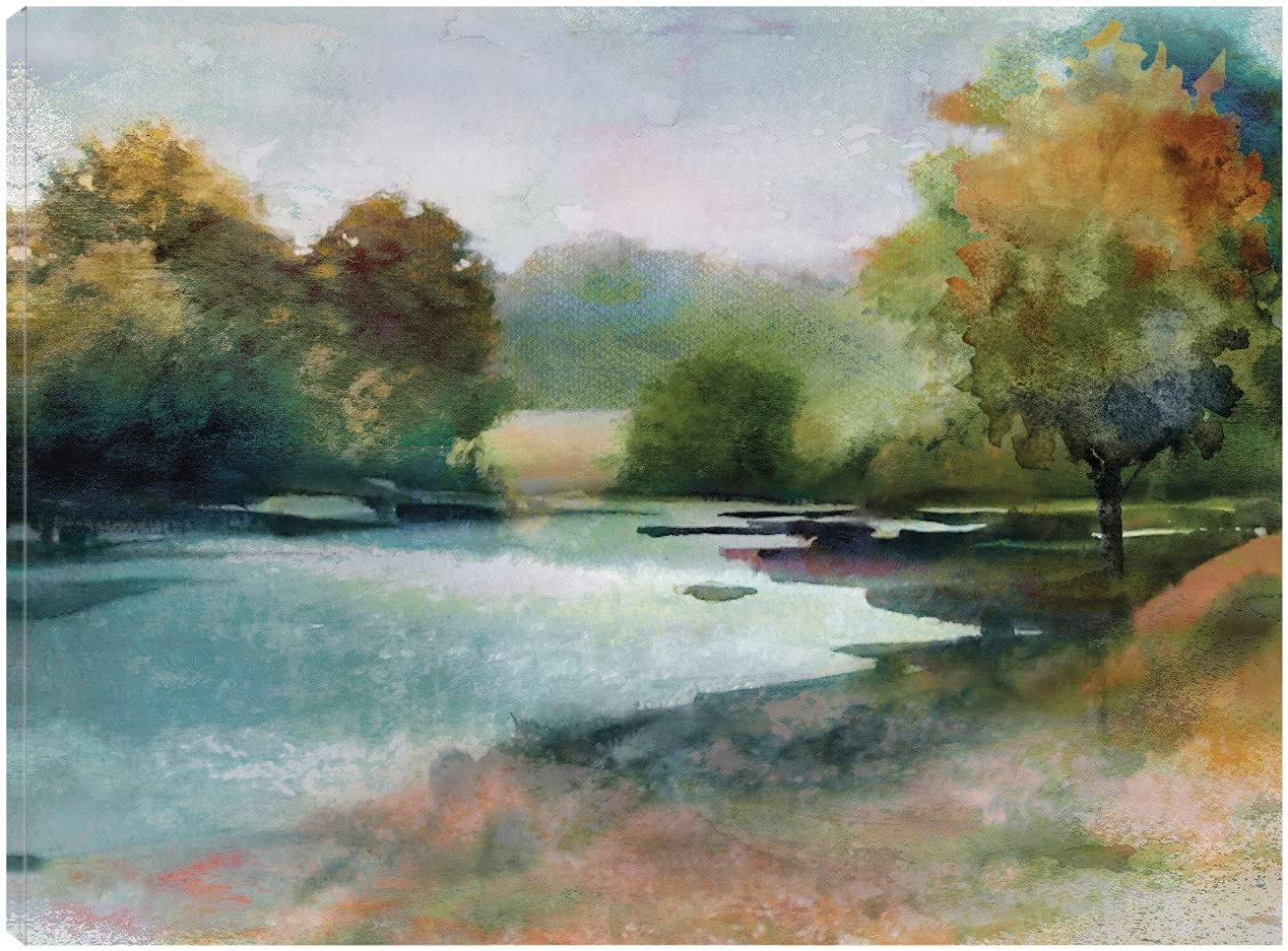 Tania Bello Fine Art Canvas Lacquer II Wall Decor - 46x35 Inch Ready to Hang Painting for Living Room, Bedroom, Office & More - Modern Home & Office Wall Art Decorations